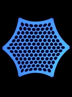 Wandteppich Schwarzlicht Segel "Crystal Clear Hexagon Holes" Weiß, 1,75x1,75m, PSYWORK, UV-aktiv, leuchtet unter Schwarzlicht