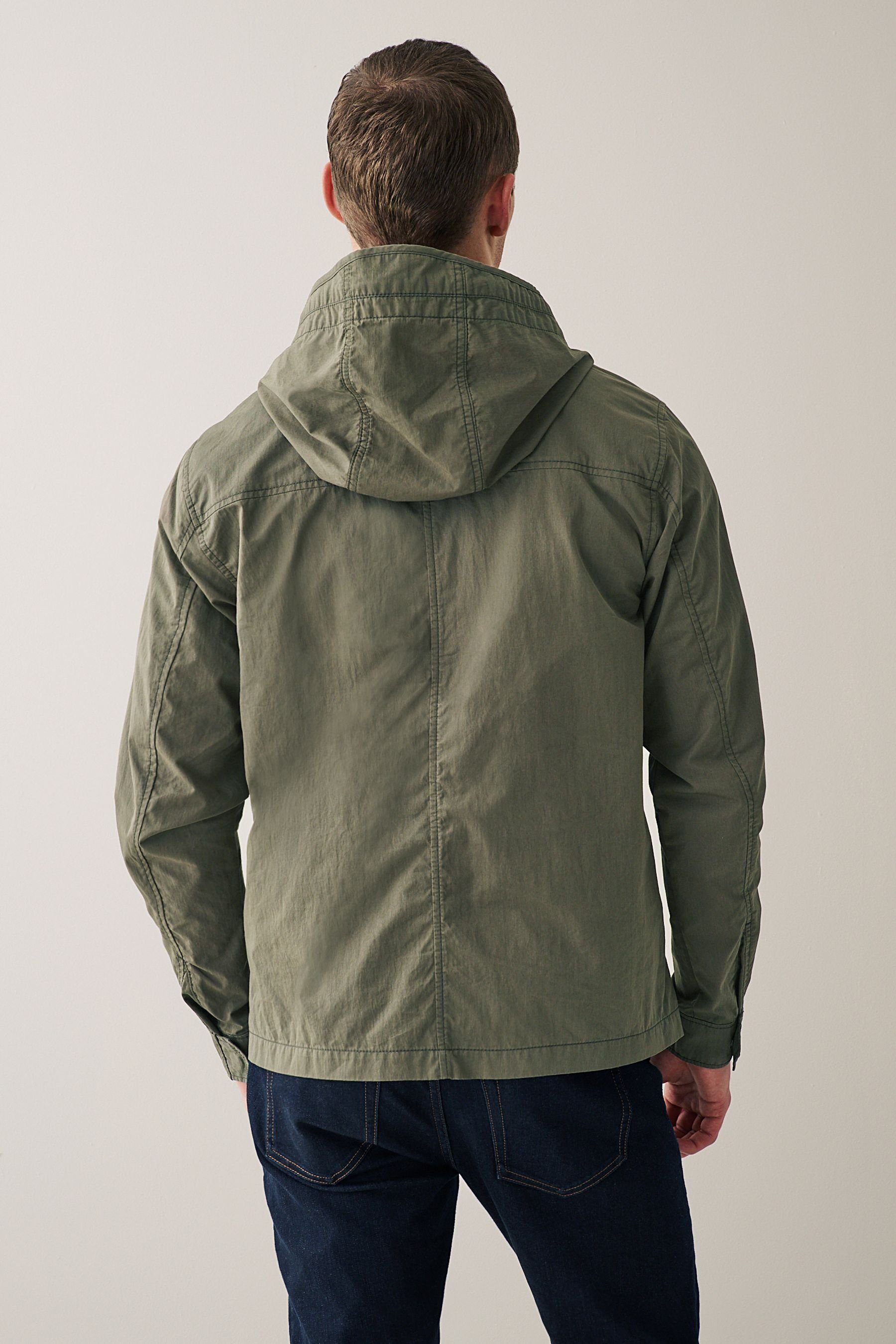 (1-St) Next Kapuzenjacke im Khaki Utility-Stil Wasserabweisende Anorak Green