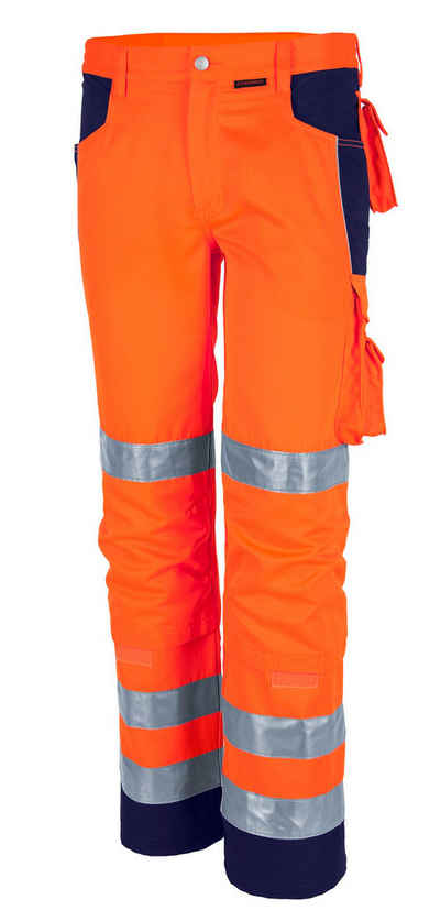QUALITEX HIGH QUALITY WORKWEAR Arbeitsbundhose reflektierende PROfessionals Warnschutz-Bundhose (faserverstätkt) (1-tlg) Arbeitshose mit 13 Taschen - Strapazierfähig - mit Zertifizierung