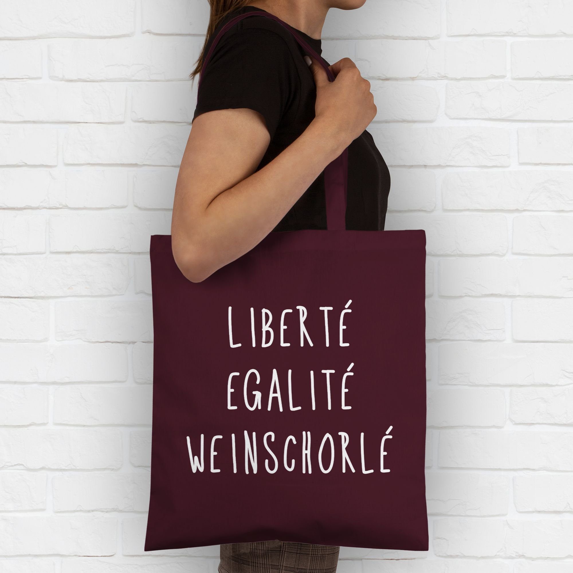 Shirtracer Umhängetasche Liberte Egalite Weinschorle, mit Spruch Statement Bordeauxrot Sprüche 2