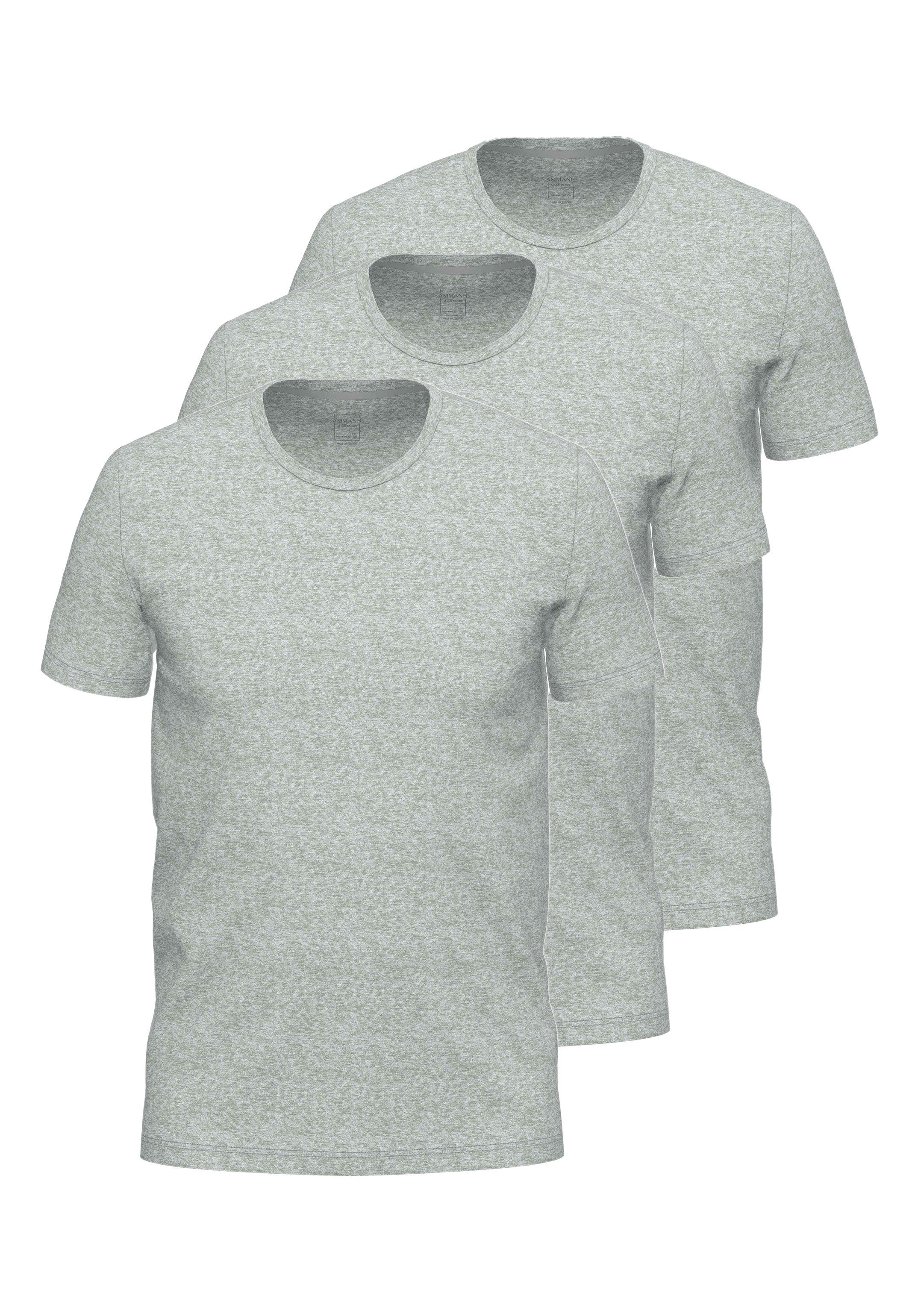 Ammann Unterhemd 3er Pack Close to you (Spar-Set, 3-St) Unterhemd / Shirt Kurzarm - Baumwolle - Atmungsaktiv Cloud Melange