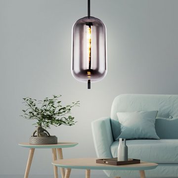 etc-shop LED Pendelleuchte, Leuchtmittel inklusive, Warmweiß, Vintage Pendel Decken Lampe RETRO FIlament Glas Hänge Leuchte rauch im