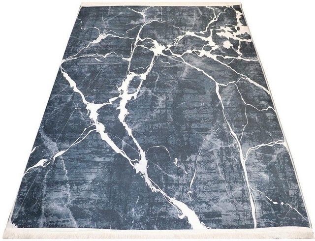 Teppich »Sultan 0063«, RESITAL The Voice of Carpet, rechteckig, Höhe 9 mm, bedrucktes Flachgewebe, Marmor Design, mit Fransen, waschbar, Wohnzimmer-Otto