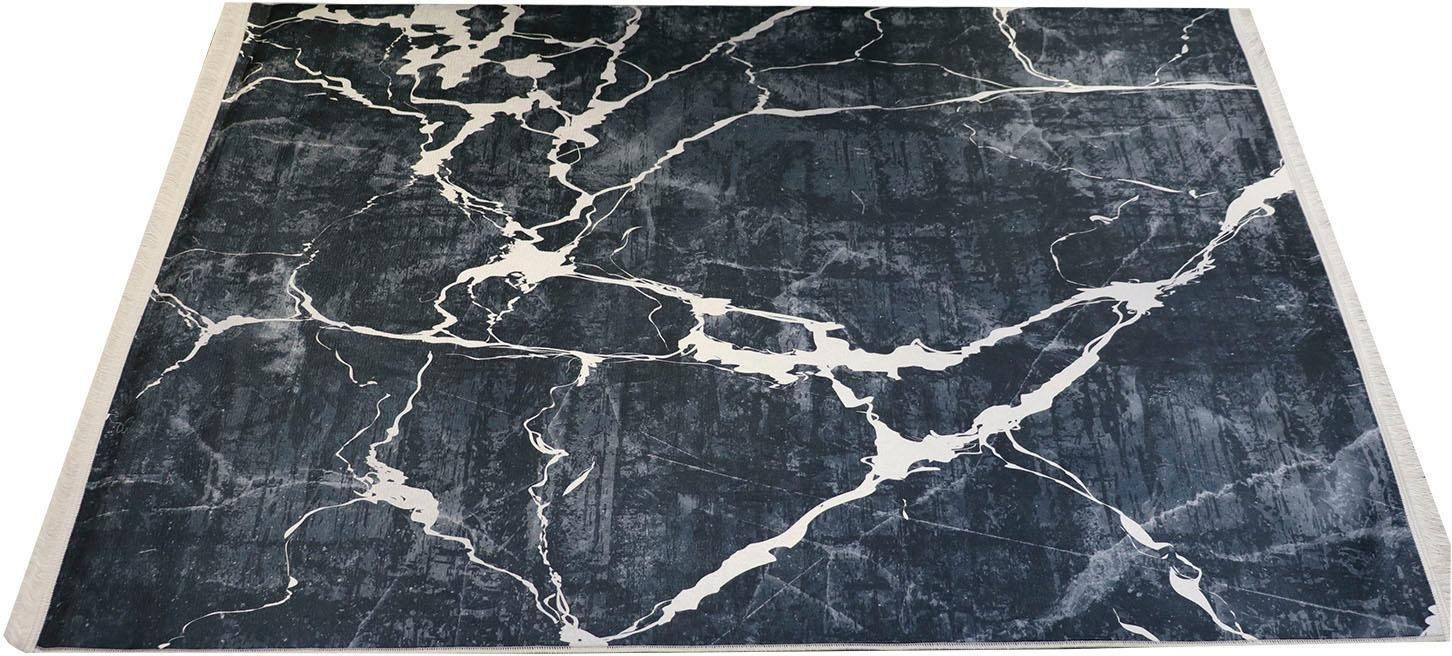 Teppich »Sultan 0063«, RESITAL The Voice of Carpet, rechteckig, Höhe 9 mm, bedrucktes Flachgewebe, Marmor Design, mit Fransen, waschbar, Wohnzimmer-HomeTrends