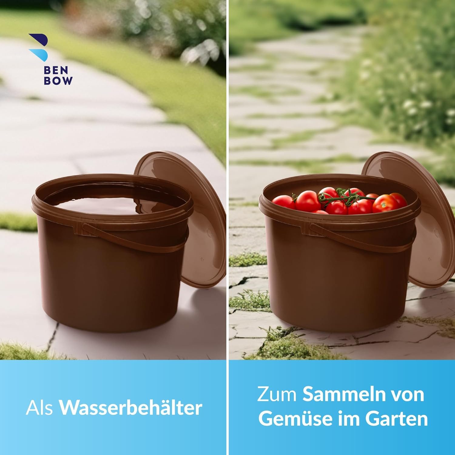 BENBOW Putzeimer Eimer mit Deckel 30 20 10 5 3 1 0,5 L Viele Farben Lebensmittelecht, (1-tlg., PZH-, BRC- und DIN-ISO-zertifiziert), für Lebensmittel, Farben, Chemikalien