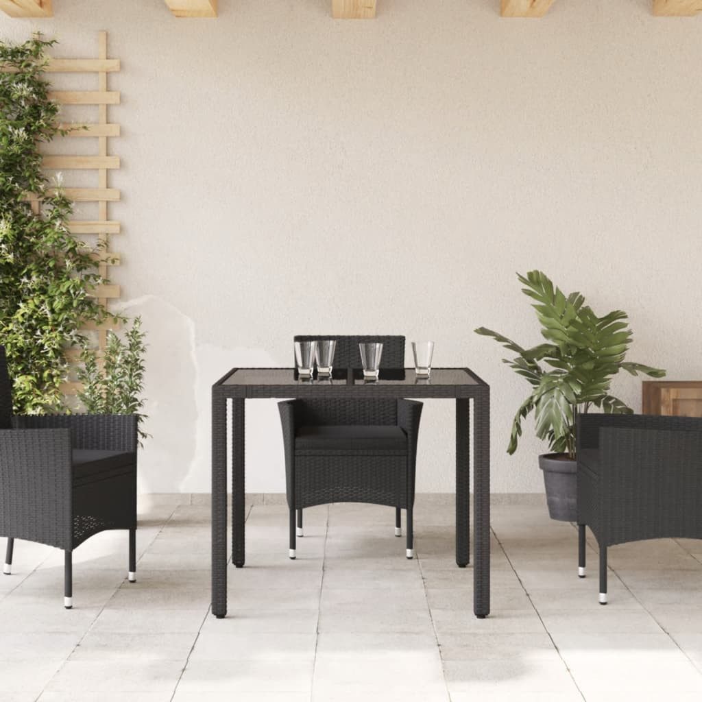 vidaXL Gartentisch Gartentisch mit Glasplatte Schwarz günstig online kaufen