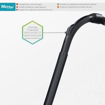 McFilter Staubsaugerschlauch (4 Meter) Schlauch mit Handgriff geeignet für Kärcher WD, MV, A, Serie, SE Staubsauger, leicht, flexibel, formstabil, wendig