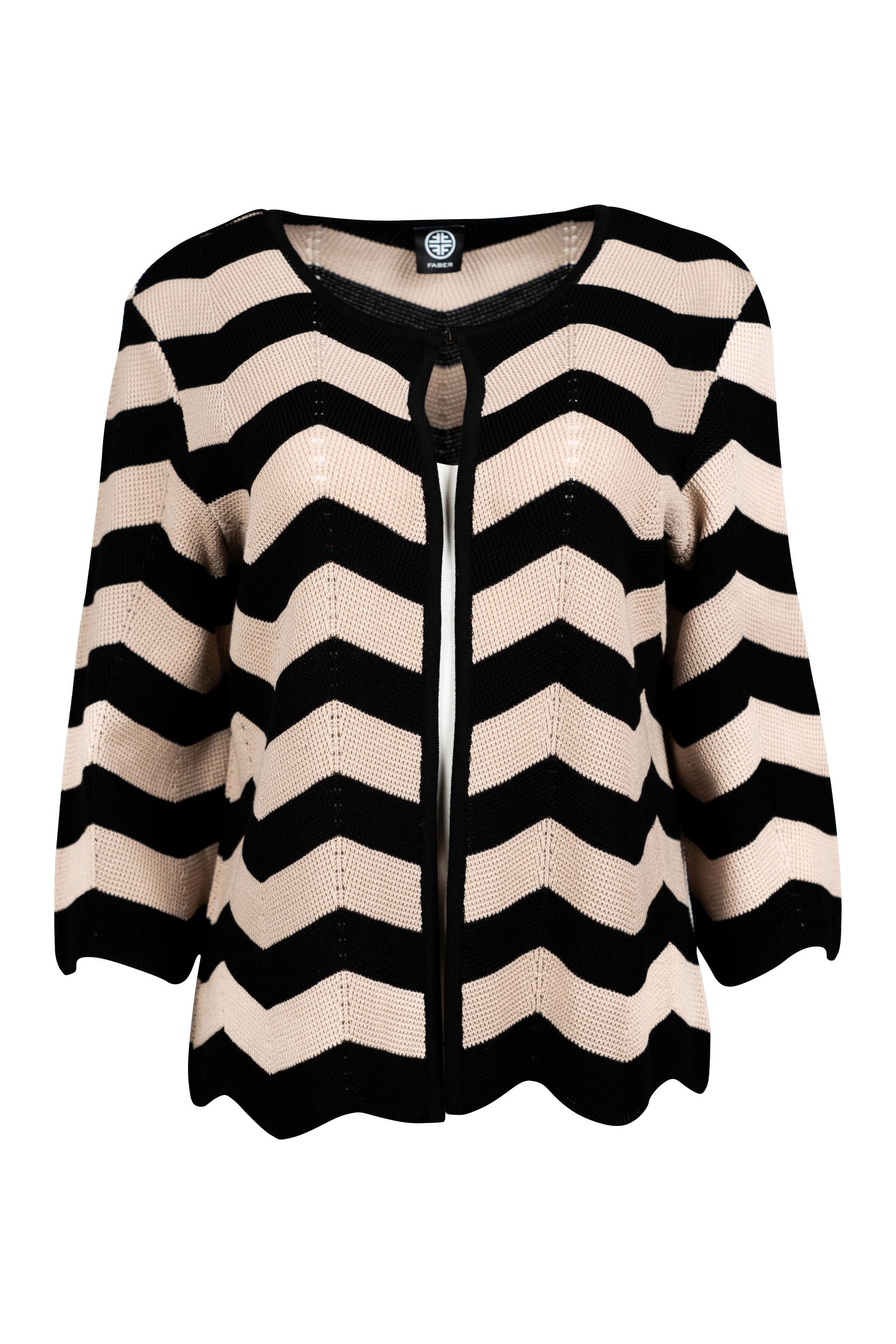 Cardigan Legerer Ringel-Cardigan in Zackenstruktur mit 3/4-Arm