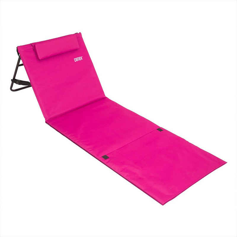 Deuba Gartenliege, Strandmatte Gepolstert Kopfkissen Faltbar Verstellbare Rückenlehne Staufach Badematte Liegematte Isomatte Pink