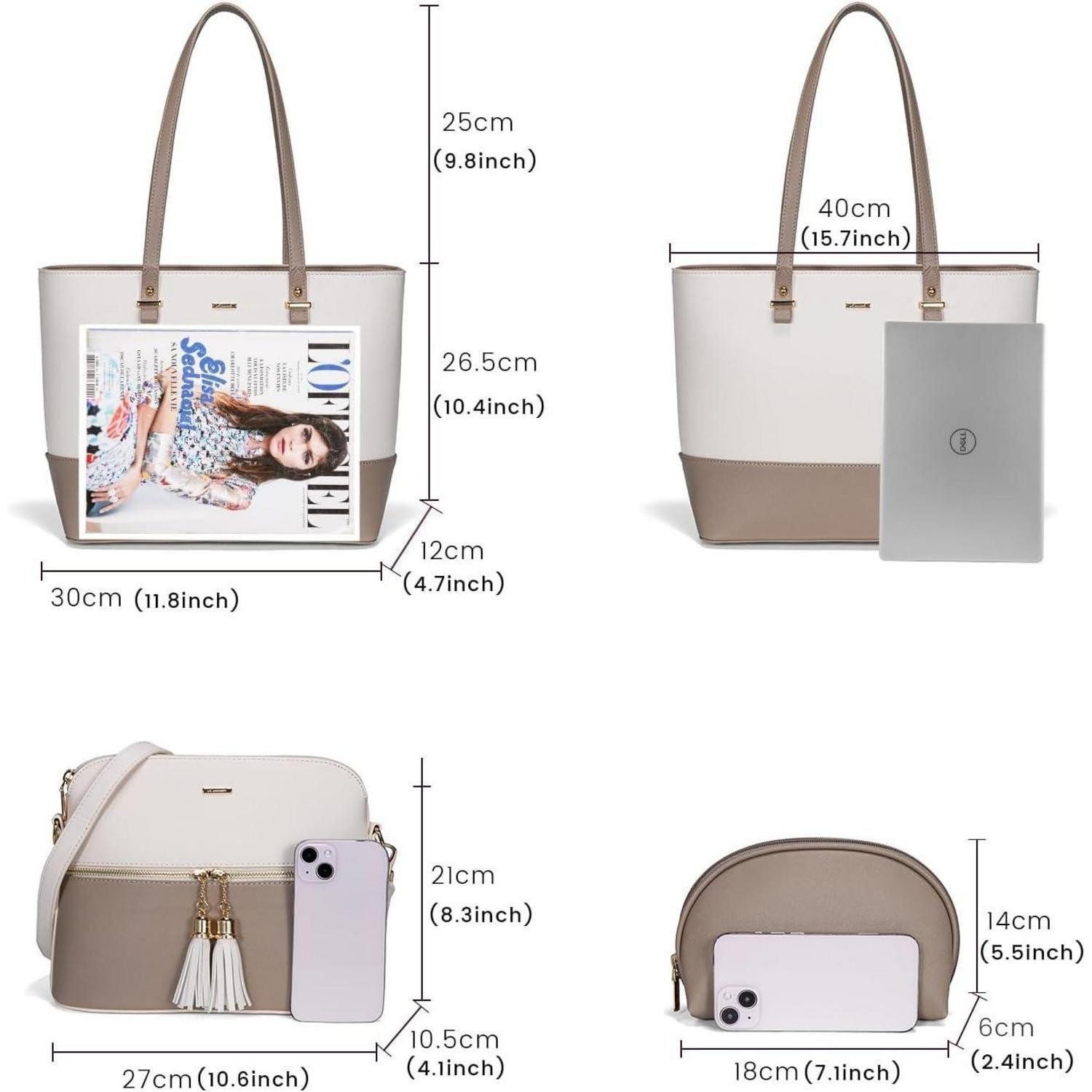 LuxusKollektion Handtasche Damen Handtasche Shopper Schultertasche groß Leder 3-teilig