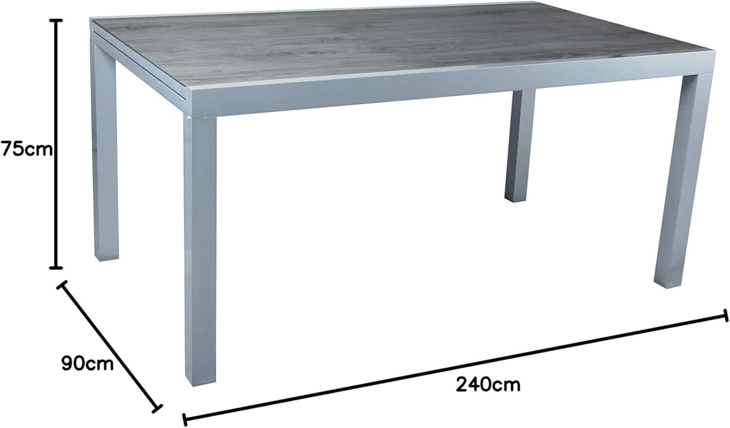 Greemotion Gartentisch Ausziehtisch Monza Glastischplatte Keramiklook 160/240x75x90cm (1-St)