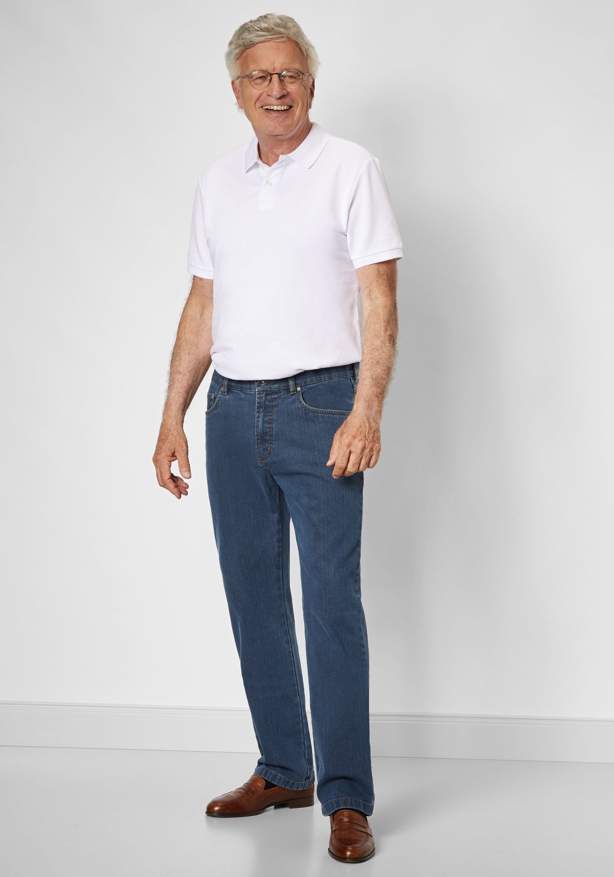 Suprax Regular-fit-Jeans stone und light Jeans Sicherheitstasche Komfort-Dehnbund elastischem mit
