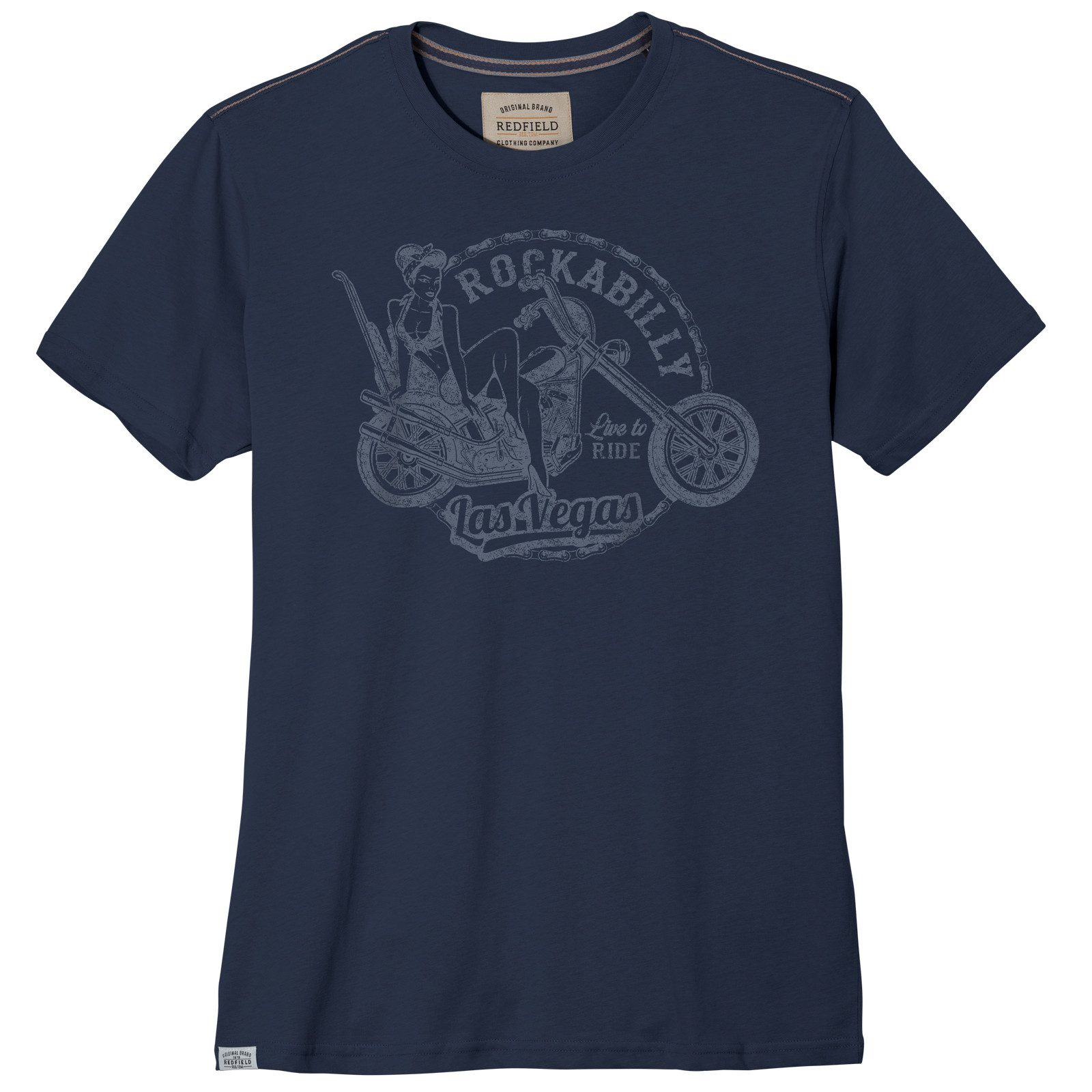 redfield Print-Shirt Redfield XXL T-Shirt Print Rockabilly dunkelblau