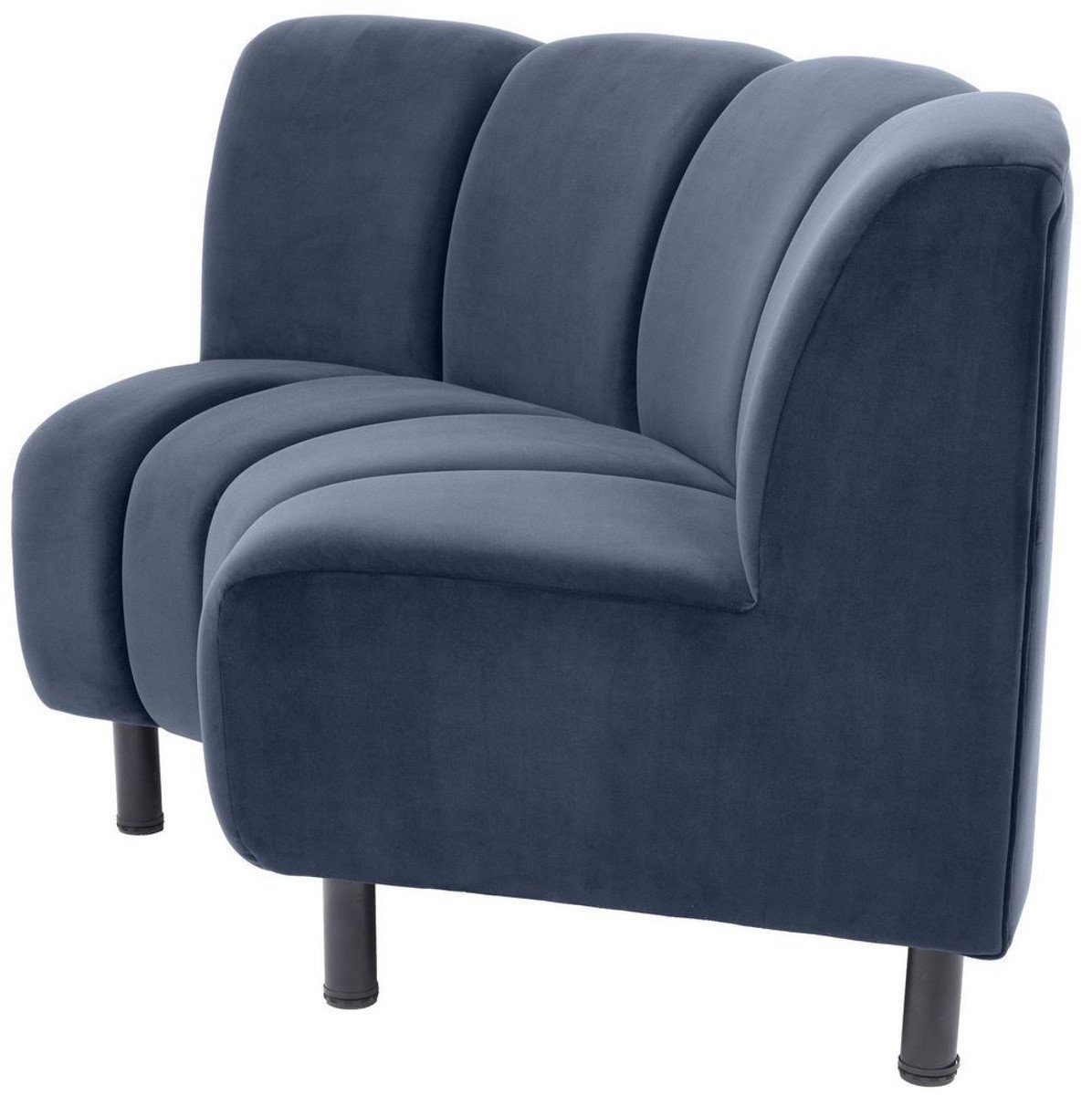 87 75 Luxus 114 Mitternachtsblau Möbel Wohnzimmer Schwarz & Sofa Erweiterbares cm Luxus Casa - - Samt H. Couch Gebogenes Padrino x x / Sofa