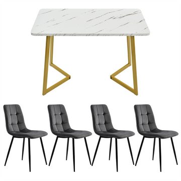 XDeer Esstisch 117cm Esstisch mit 4 Stühlen Set, Rechteckiger Esstisch, Moderner Küchentisch Set,Esszimmerstuhl Dunkelgrau
