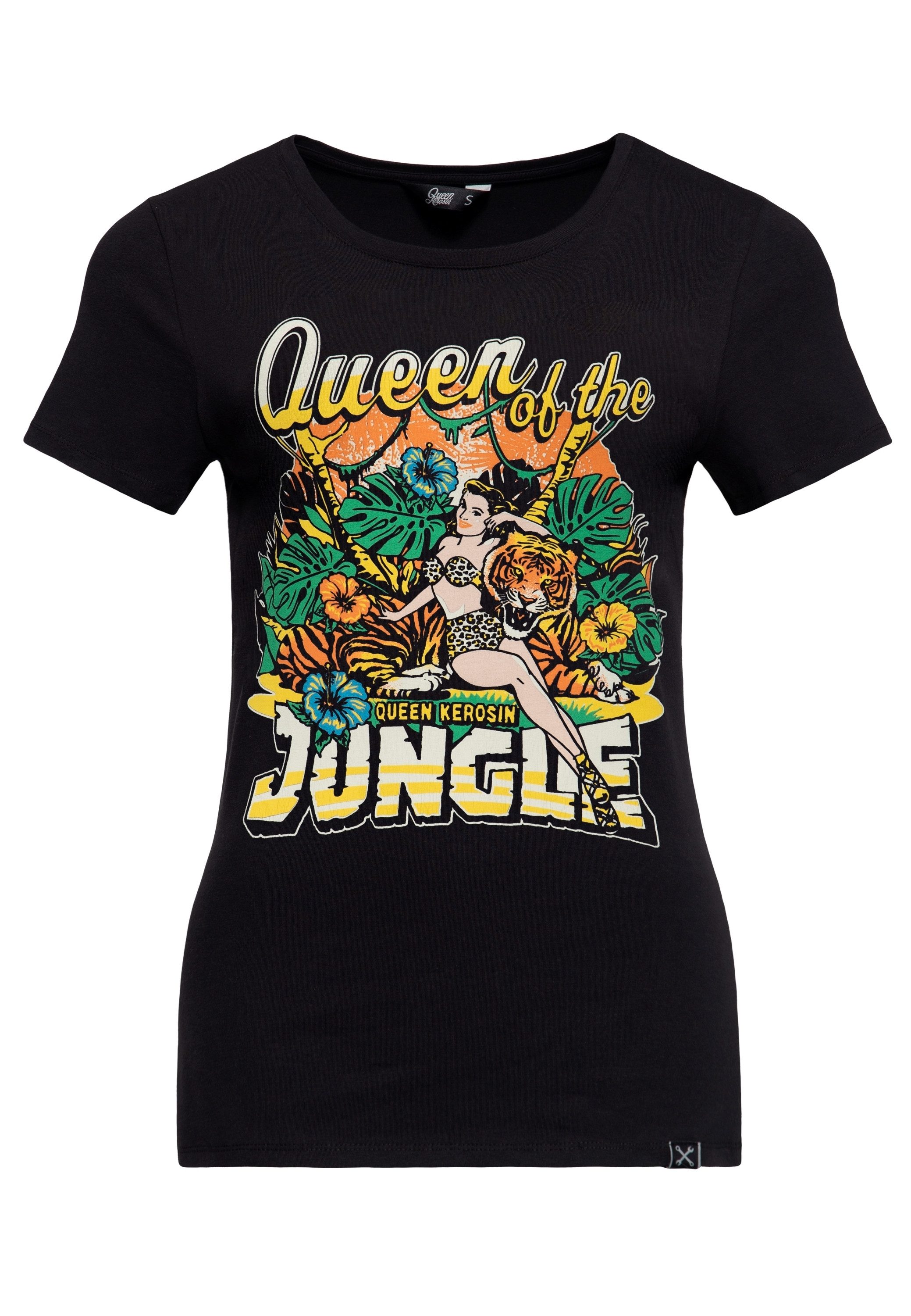 QueenKerosin Print-Shirt Queen of the Jungle (1-tlg) im tropischen Design