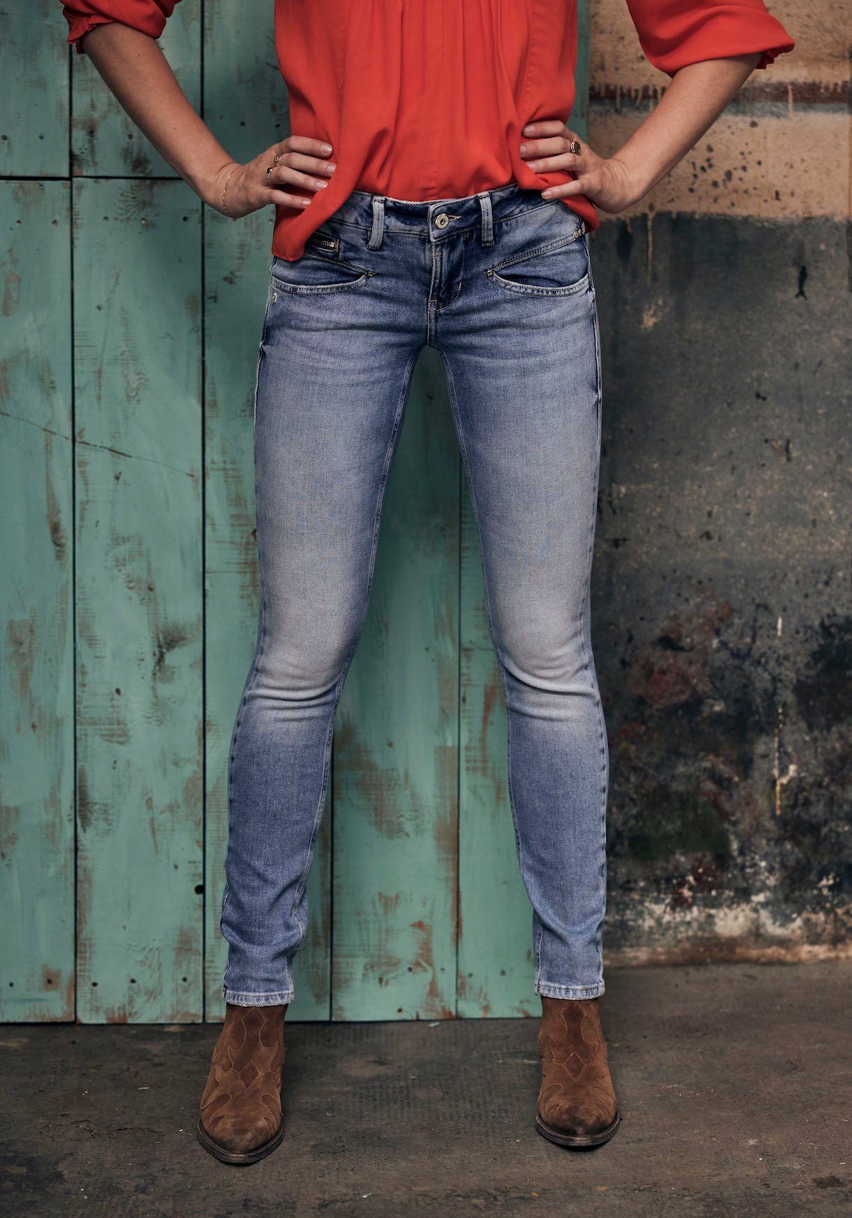 mit coolen Slim-fit-Jeans T. Porter (1-tlg) Deko-Features palermo med Freeman