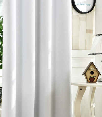 Gardine, Woltu, (1 St), Vorhang blickdicht mit Ösen, 130 g/m² Leichter & weicher Verdunkelungsvorhang für Wohnzimmer Schlafzimmer, Weiß (Hinter: Grau) 135x175 cm