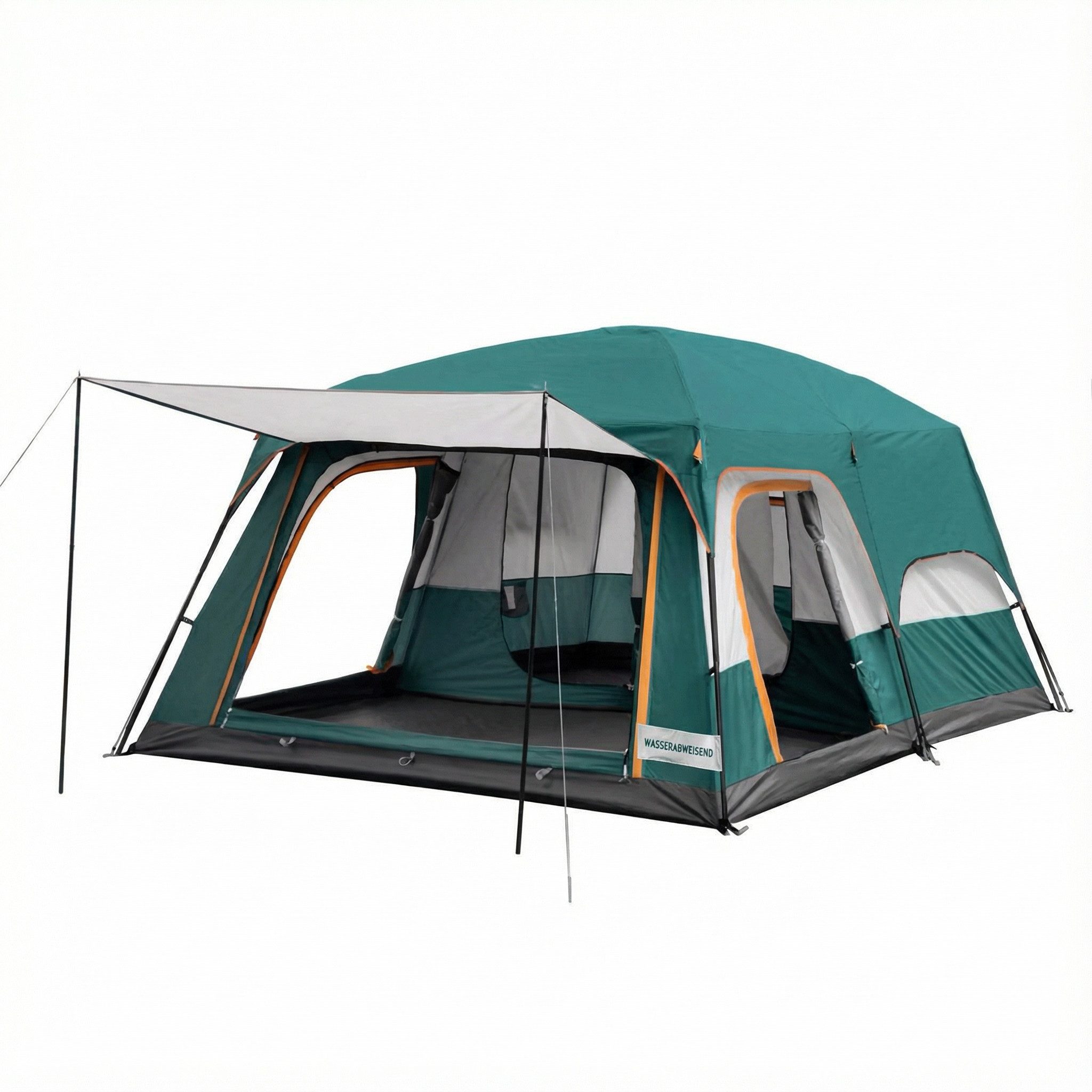 GARRYFIZH Kuppelzelt Tragbares Outdoor-Campingzelt, Zwei-Schlafzimmer-Zelt, dunkelgrün, Personen: 12, Hochwertiges Oxford-Gewebe, wasserdicht und sonnenschützend.