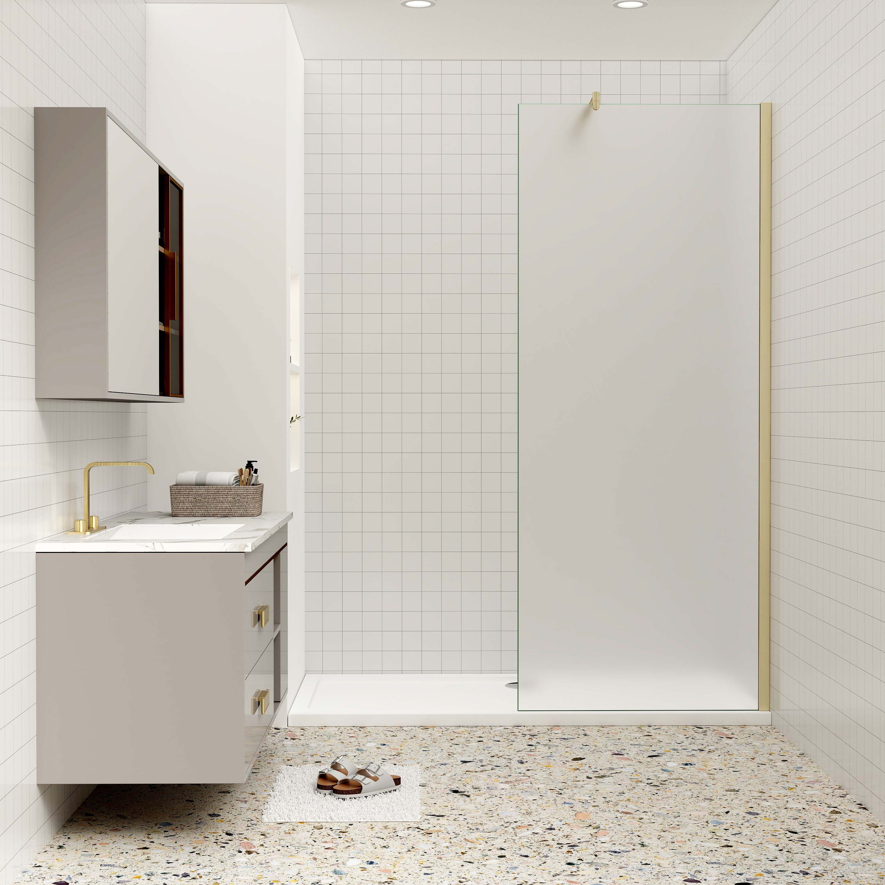 Walk-in-Dusche 10mm Sicherheitsgals Milchglas Duschwand 200cm Duschabtrennung