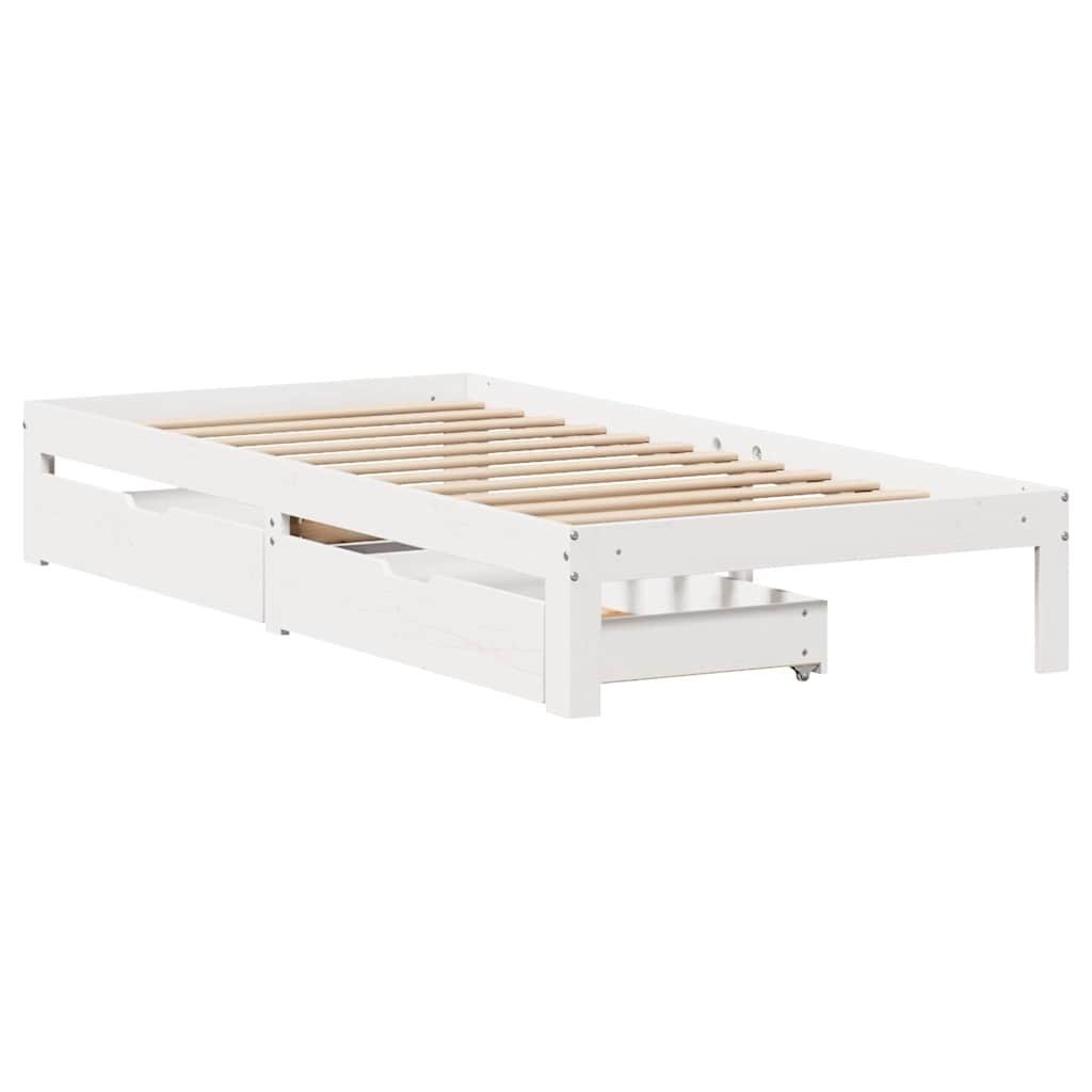 vidaXL Bett Massivholzbett mit Schubladen Weiß günstig online kaufen