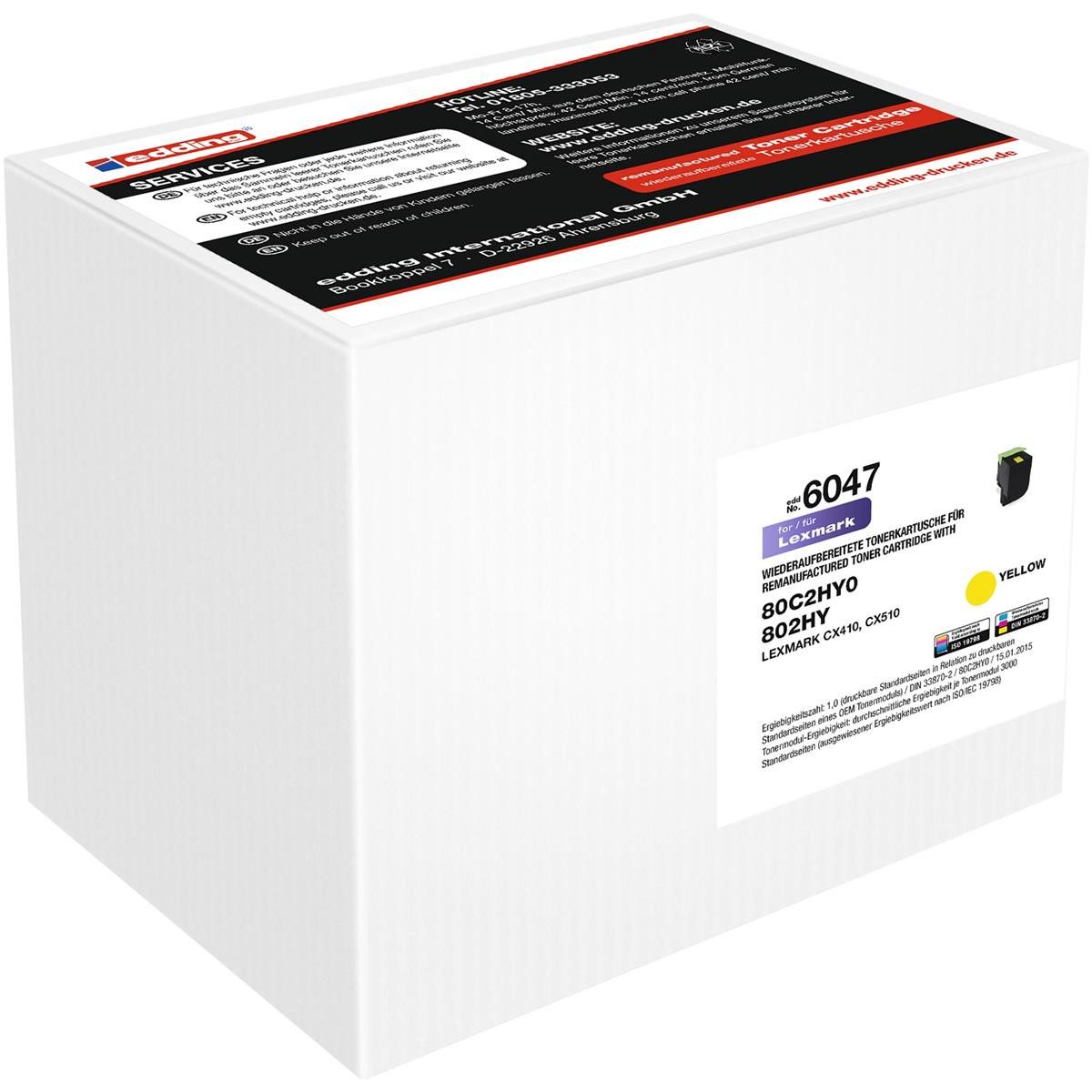 edding Tonerkartusche edding EDD-6047 gelb Toner kompatibel zu LEXMARK 80C2HY0
