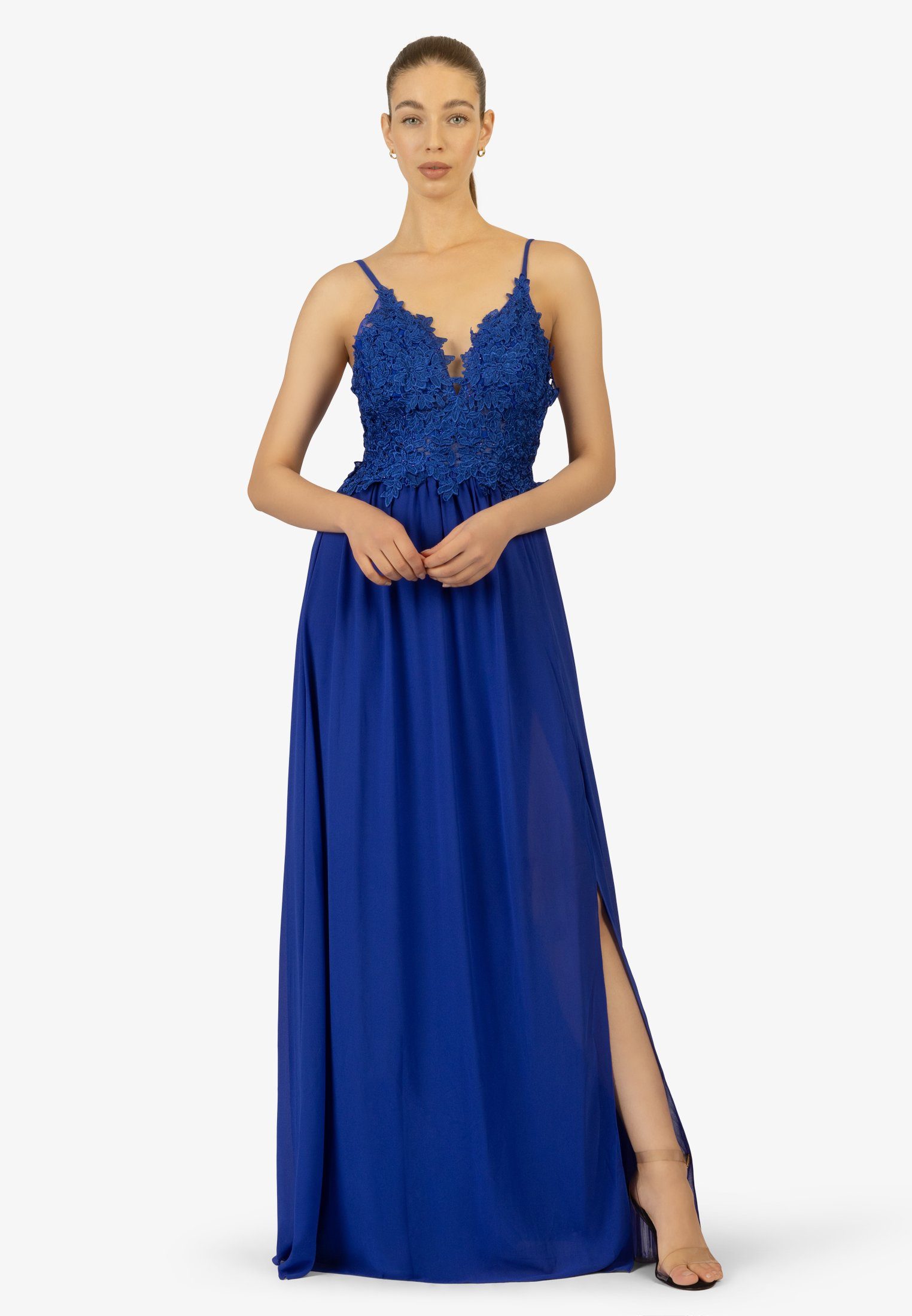 Kraimod Chiffon Abendkleid aus Mesh, bleu royal Spitze,