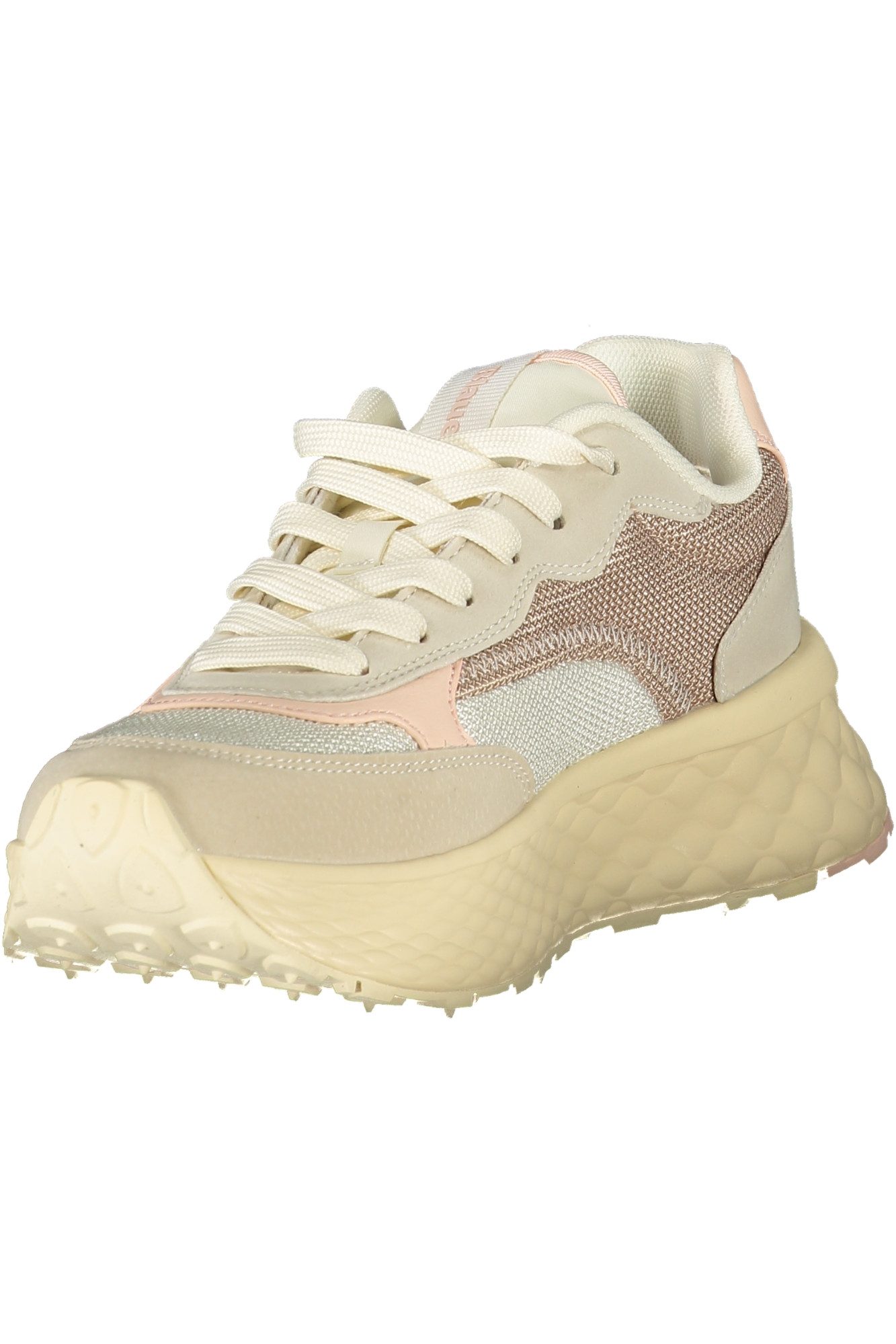Blauer Sneaker Beiger Damen-Sneaker mit rosa Details und