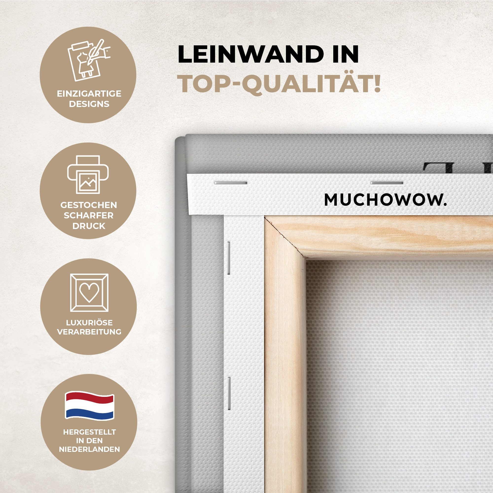 OneMillionCanvasses® Leinwandbild Zitat - Lama - Smile - Sprüche - Grau, Fo günstig online kaufen