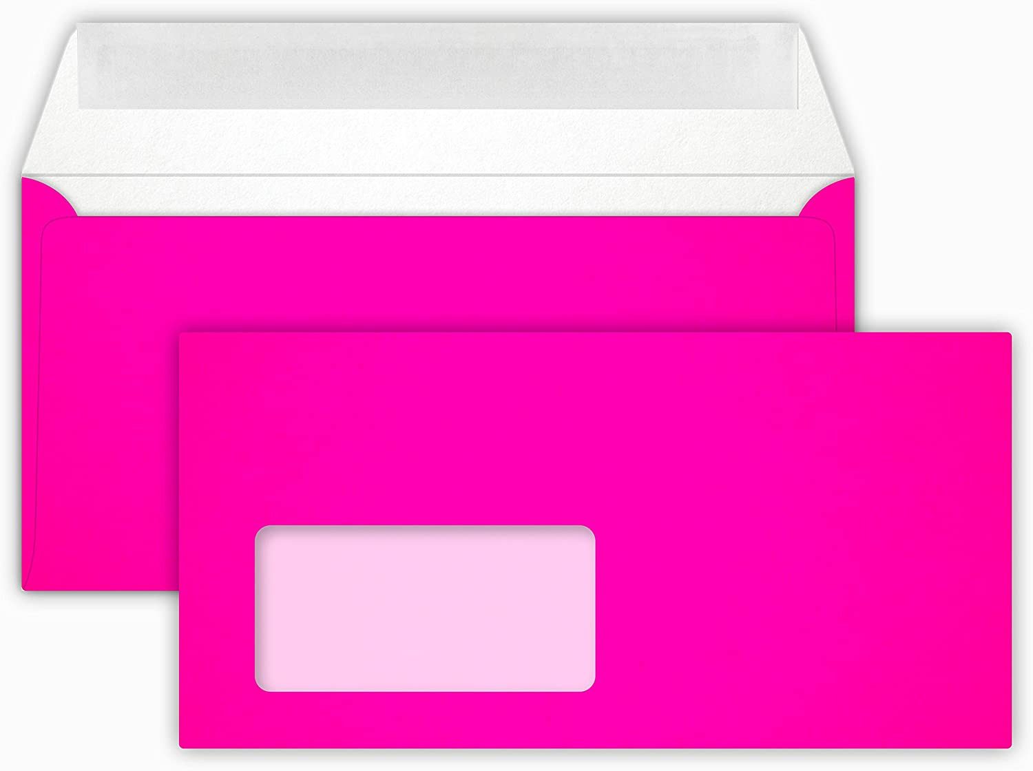 Briefumschläge24Plus Briefumschlag 25 Din Lang 11 x 22 cm Briefumschläge Neon Pink 100 g mit Fenster