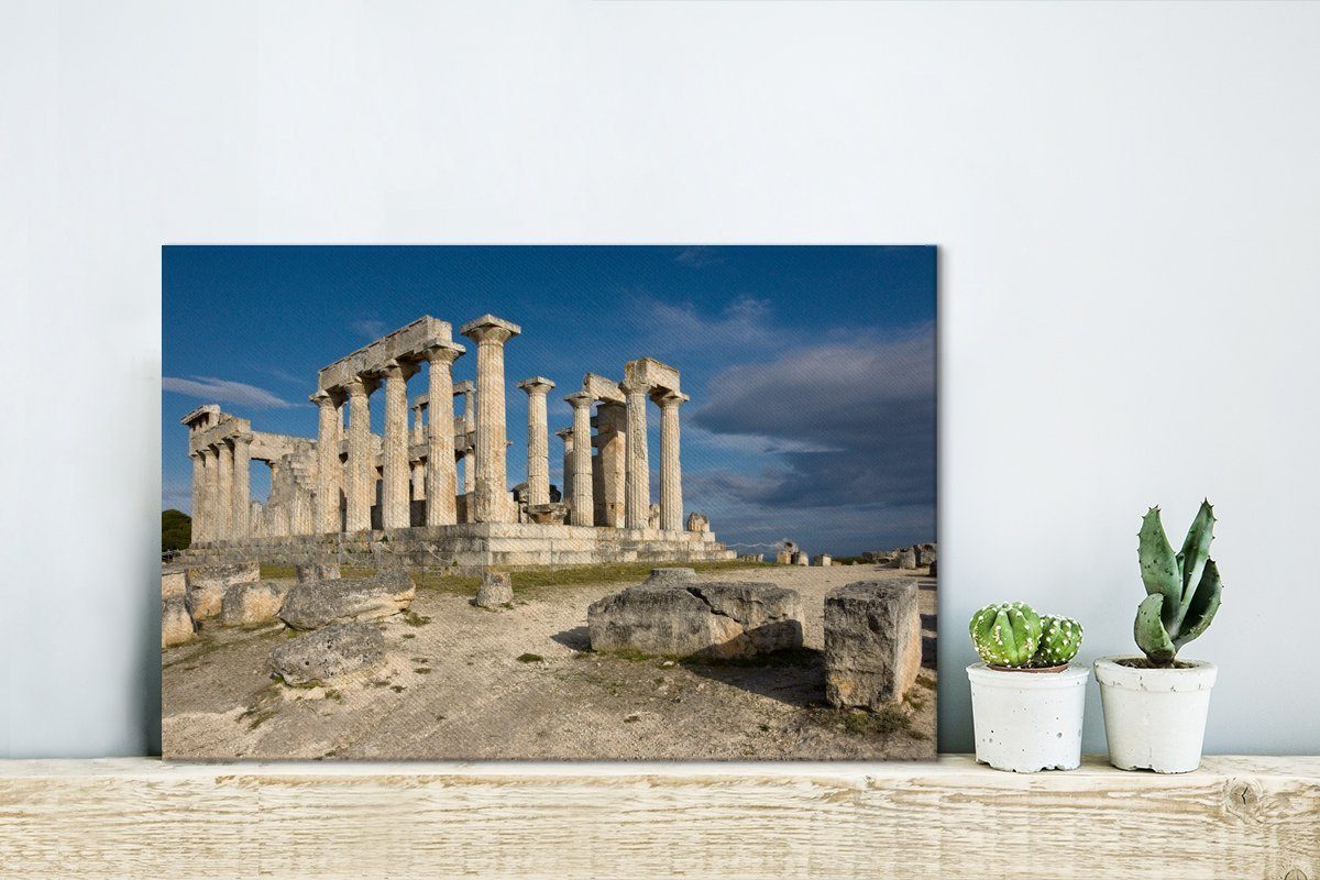 30x20 cm Der Wanddeko, OneMillionCanvasses® Aphaia, Tempel griechische Leinwandbilder, St), Wandbild Leinwandbild von Aufhängefertig, (1