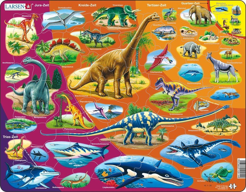 Larsen Puzzle Puzzle - Dinosaurier und ihre Zeitepoche, Puzzleteile