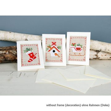 Vervaco Kreativset Vervaco Grußkarten Stickset "Weihnachtlich" 3er Set, (embroidery kit by Marussia)