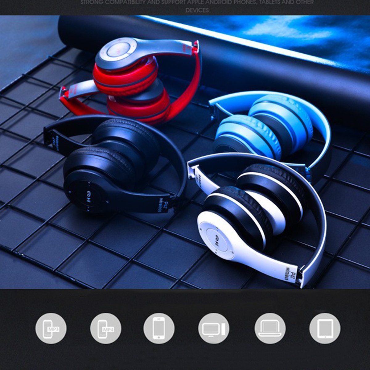 XDeer Bluetooth Over-Ear-Kopfhörer Schwarz Kabel, Kopfhörer Micro Over-Ear-Kopfhörer Faltbare (Stereo USB Headset 3,5mm mit Wireless Köpfhorerkabel)