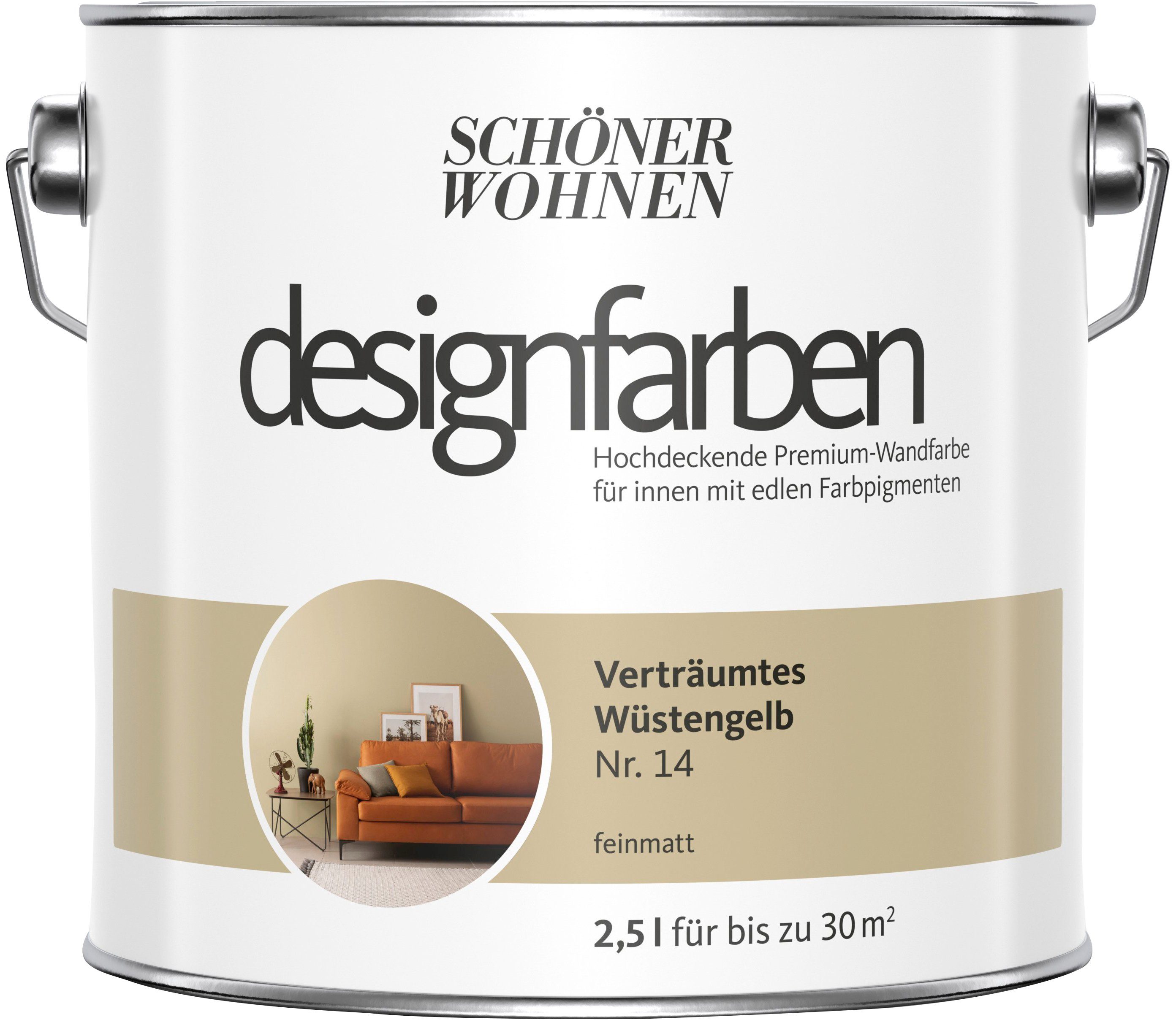 Premium-Wandfarbe SCHÖNER Designfarben, FARBE Nr. hochdeckende und Wand- WOHNEN Wüstenbeige 14, Verträumtes Deckenfarbe