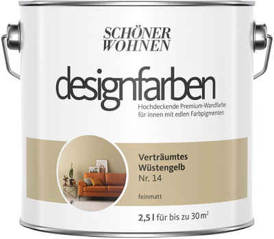 SCHÖNER WOHNEN FARBE Wand- und Deckenfarbe designfarben, Verträumtes Wüstenbeige Nr. 14, hochdeckende Premium-Wandfarbe