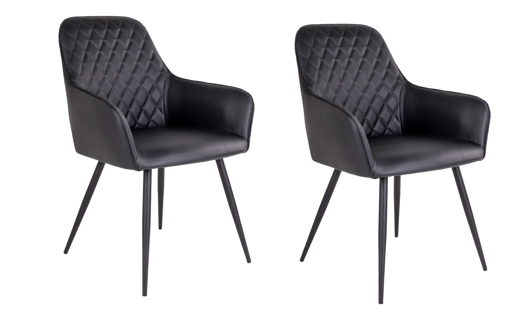 House Nordic Armlehnstuhl Harbo (2er-Set), (2er-Set) in Schwarz, Vintagelederoptik - 57x87x65 (BxHxT)