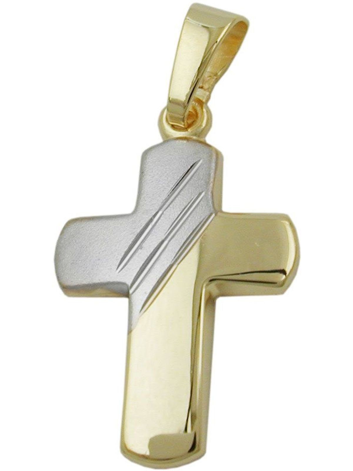 Gallay Kreuzanhänger Anhänger 16x12mm Kreuz bicolor 9Kt GOLD (1-tlg)