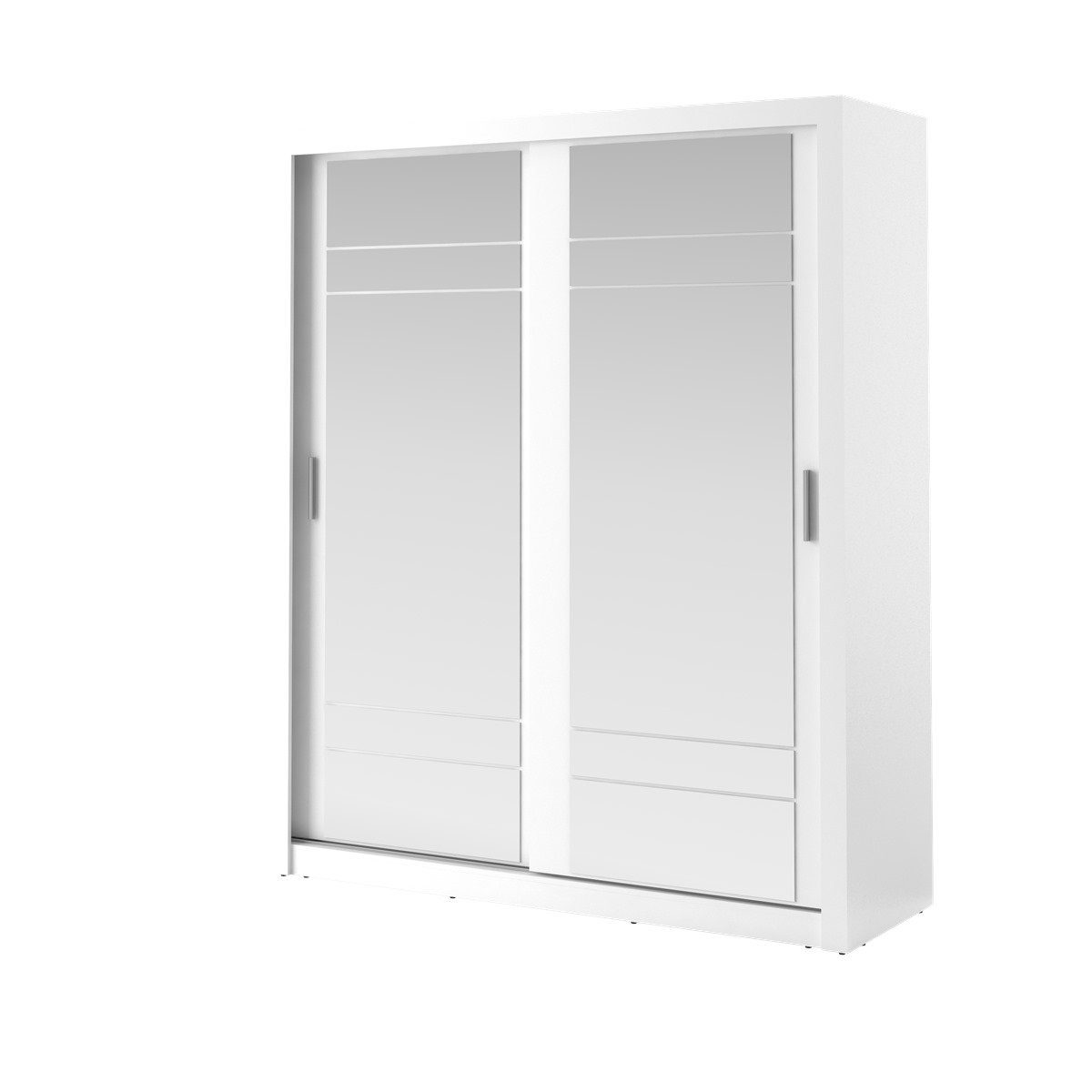Compleo Kleiderschrank Schwebetürenschrank weiß 08 mit 203 cm ARTI Spiegel, Breite Modern