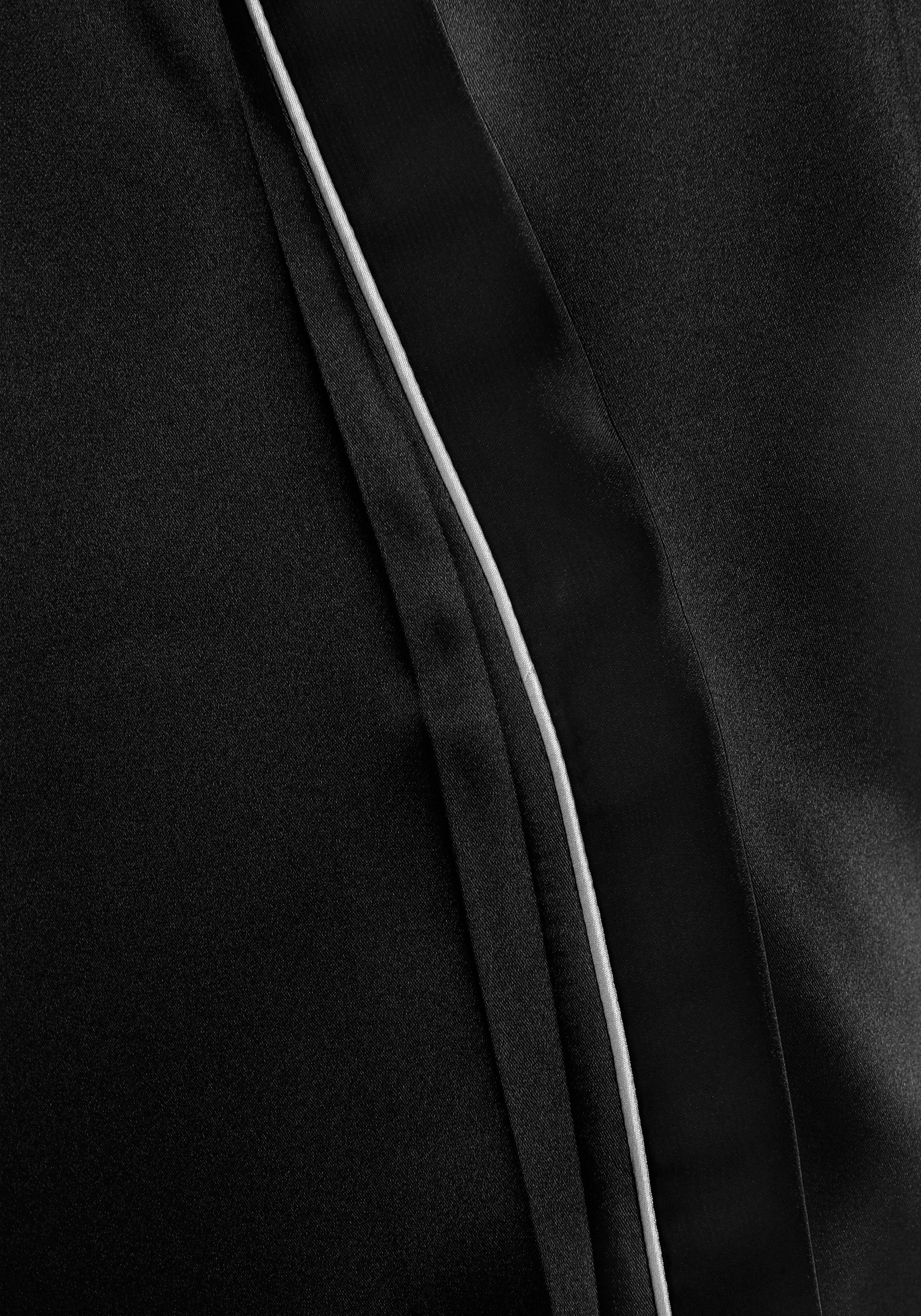 Bruno Banani mit Satin, schwarz Kurzform, Kimono, Kontrastpaspel-Details
