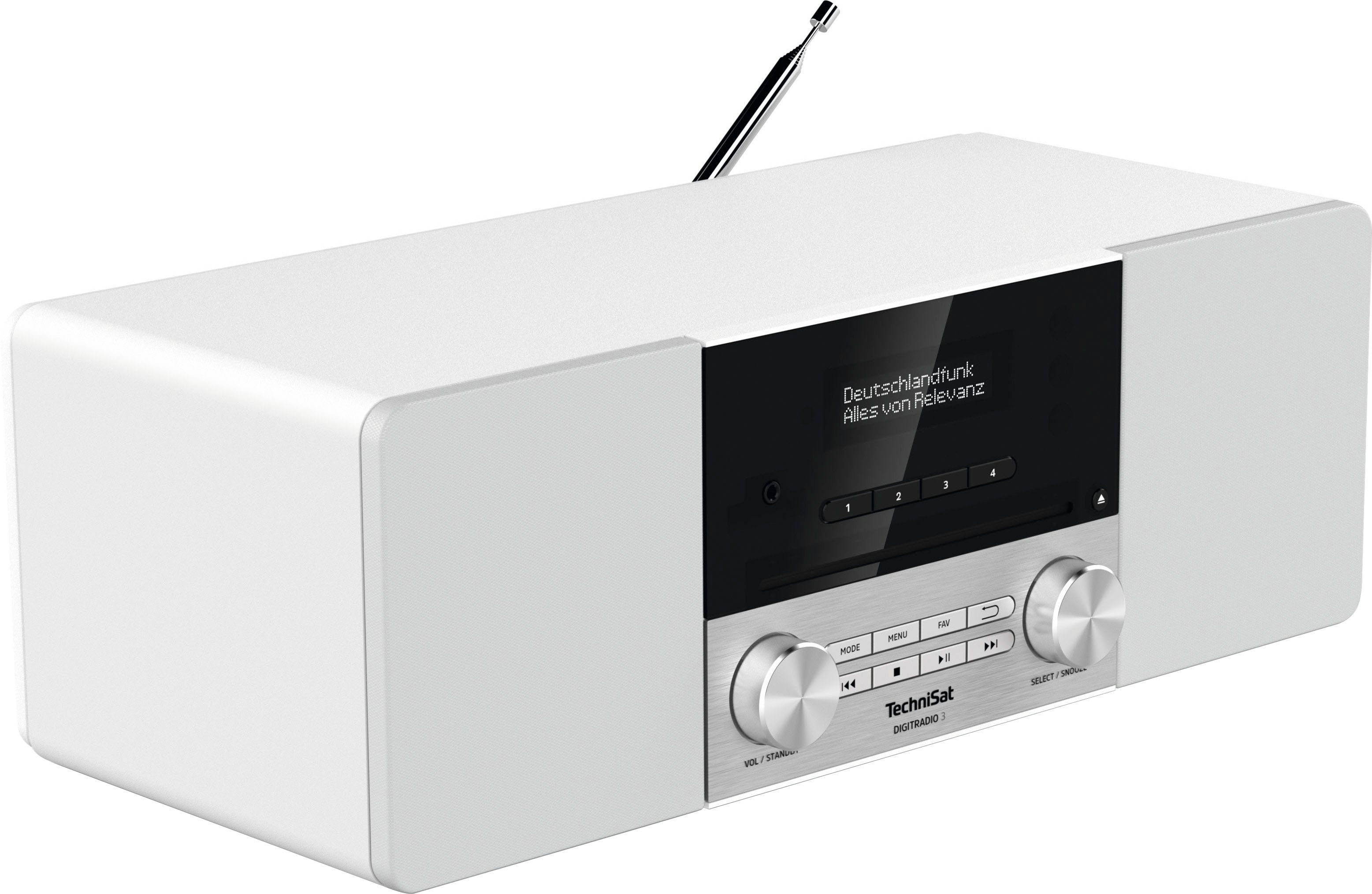 TechniSat DIGITRADIO 3 Digitalradio (DAB) (Digitalradio (DAB), UKW mit RDS, 20 W, CD-Player, Made in Germany) weiß