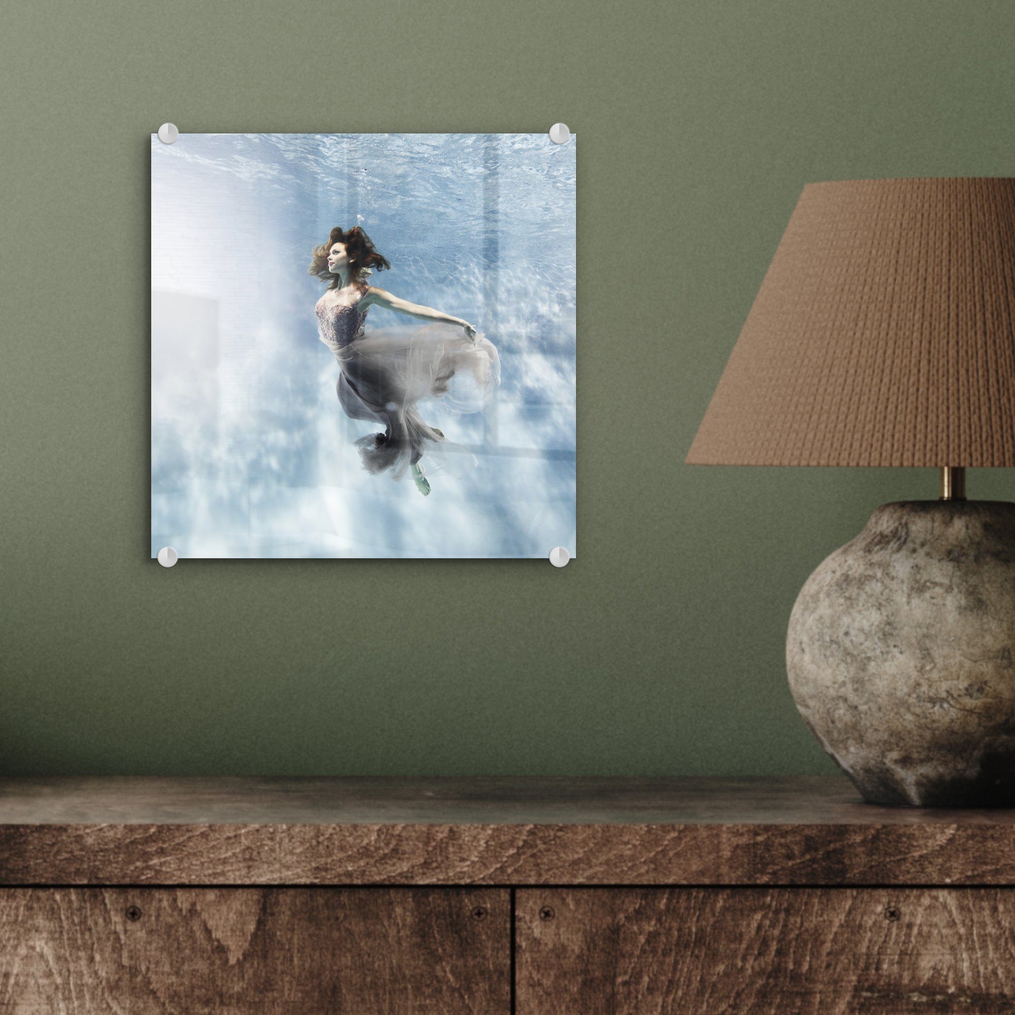 (1 - Acrylglasbild Glas St), - Bilder Foto auf Unterwasserfoto Wanddekoration Ballerina, Glas MuchoWow auf Wandbild - Glasbilder einer