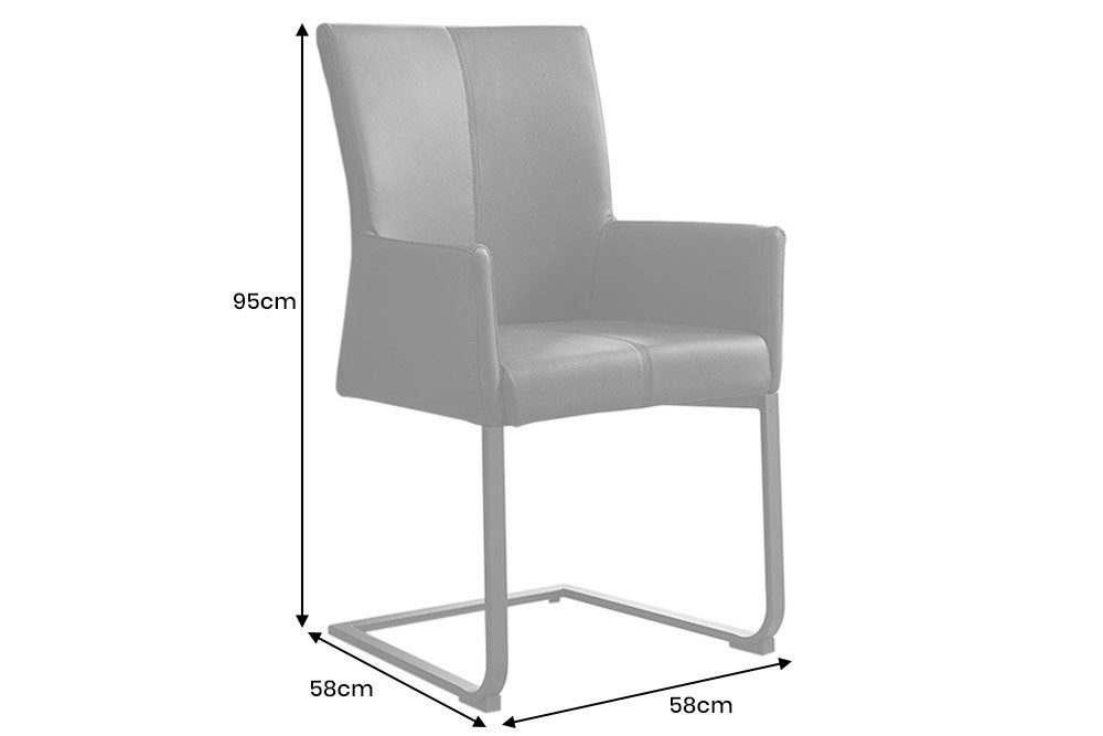 riess-ambiente Esszimmerstuhl SAMSON taupe grau / schwarz · Schwingstuhl mit Echtleder-Bezug (Einzelartikel, 1 St), Esszimmer · mit Armlehnen & Metallrahmen · b – Bild 5 von 5