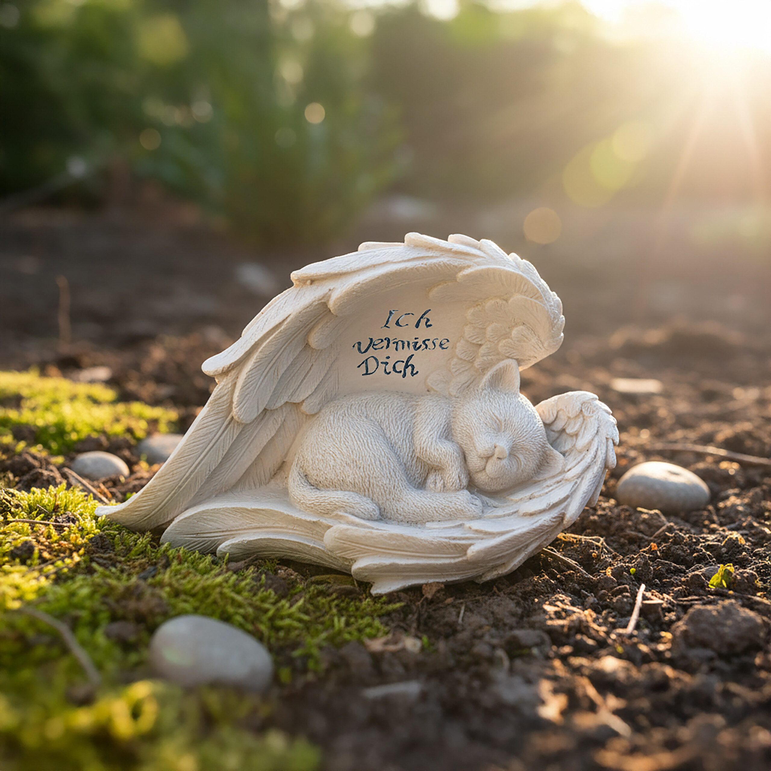 relaxdays Engelfigur Grabschmuck für Katze (1 St), Creme – Bild 5 von 5