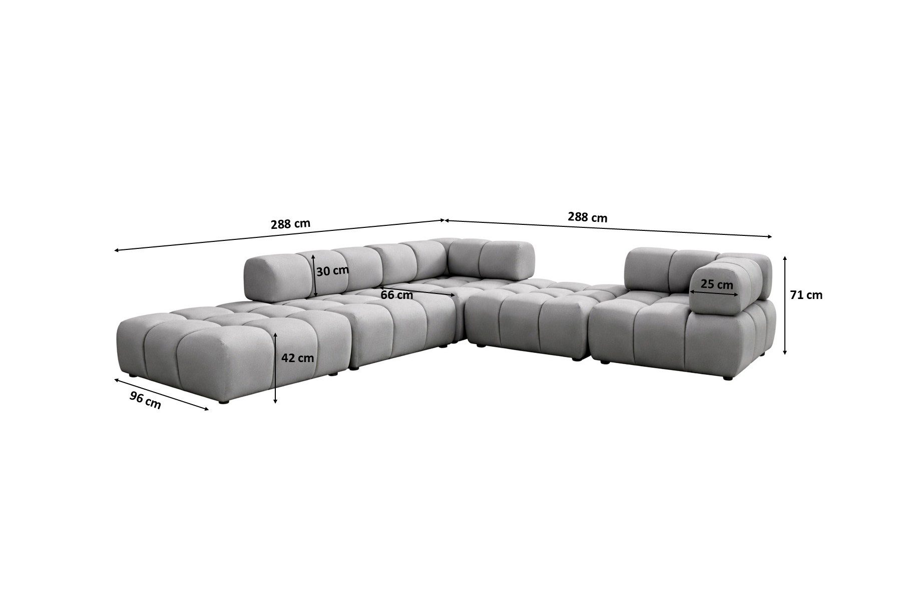 Kaiser Möbel Ecksofa universell modern modular Premium aus Veloursstoff Bluvel,BOLLA Corner, Einzelartikel, luxuriöses Designer-Ecksofa,moderne Bubble-Form