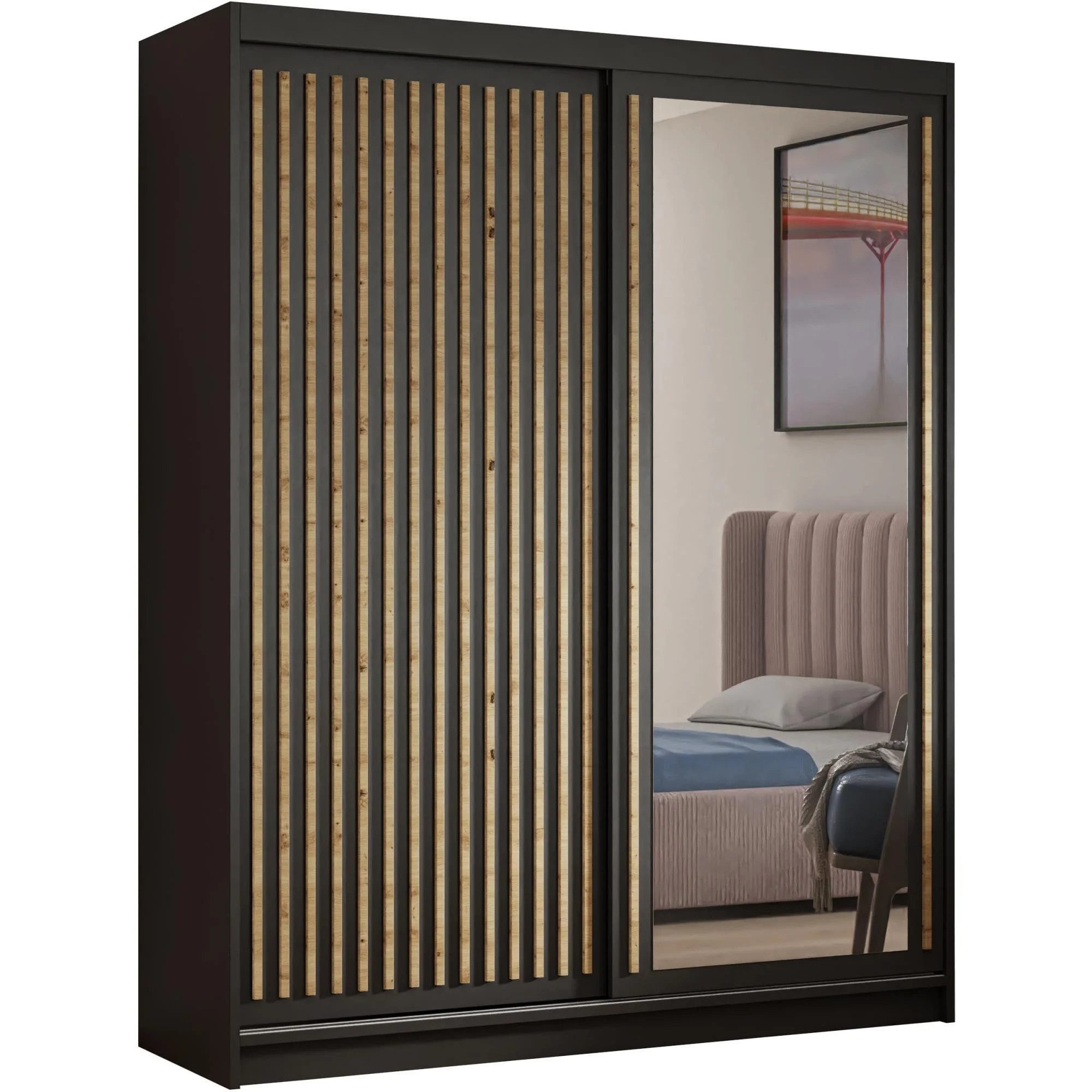 Beautysofa Garderobenschrank Kleiderschrank Donatello mit Schiebetüren günstig online kaufen
