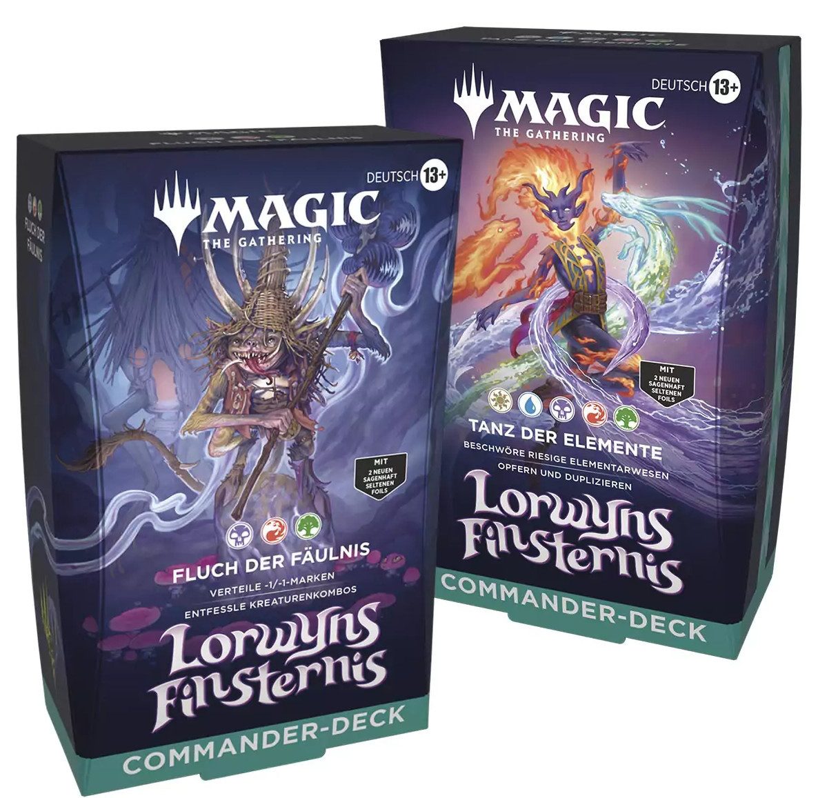 Magic the Gathering Sammelkarte Lorwyns Finsternis Commander Deck Set Deutsch, Enthält Fluch Der Fäulnis und Tanz der Elemente