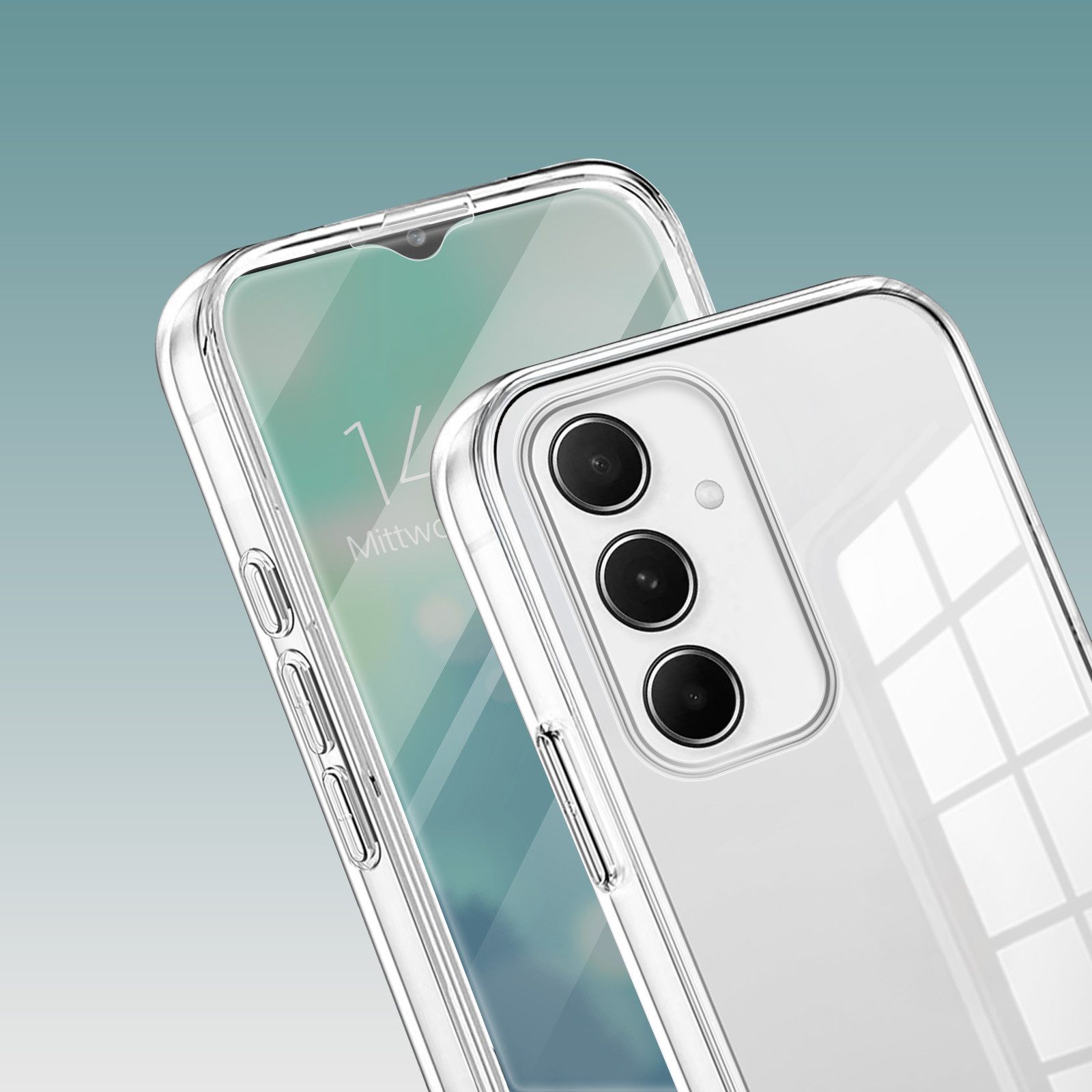 Tec-Expert Handyhülle 360 Grad Hülle für Samsung Galaxy A13 6.6 Zoll, 6.6", Rundum Schutz Cover Case Hülle Transparent
