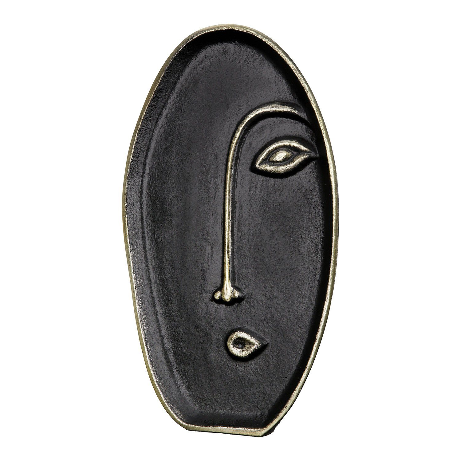 GILDE Dekovase FACE Vase - schwarz - Aluminium - H. 35cm x B. 20cm - Dekovase (1 Stück), Ovale Blumenvase mit Gesichtsmotiv - Perfekte Tischdeko Vasen