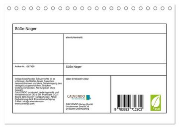 CALVENDO Wandkalender Süße Nager (Tischkalender 2024 DIN A5 quer), CALVENDO Monatskalender